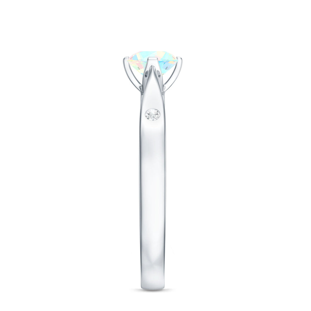 Natural Solitaire Ethiopian Opal Promise Ring with Diamond