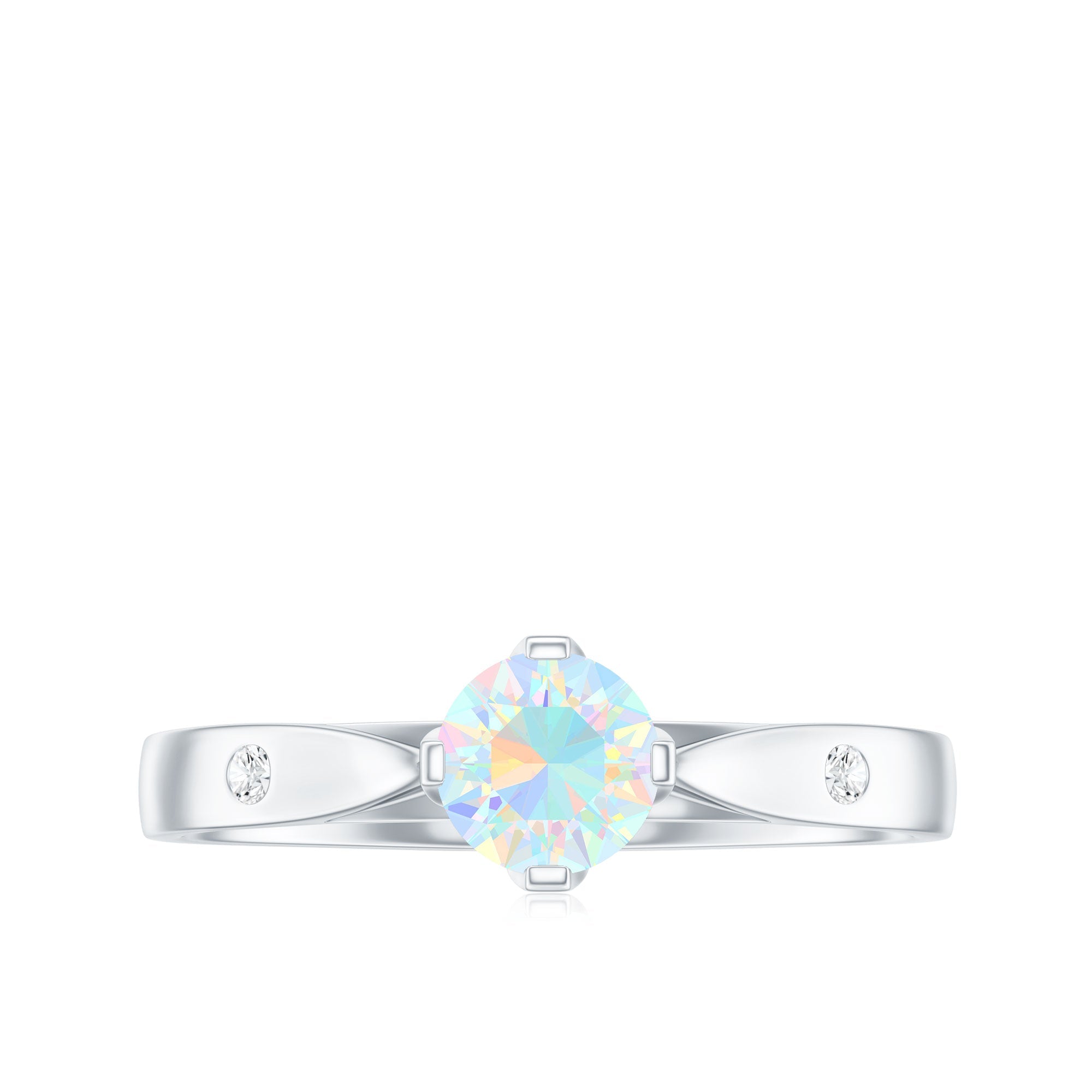 Natural Solitaire Ethiopian Opal Promise Ring with Diamond