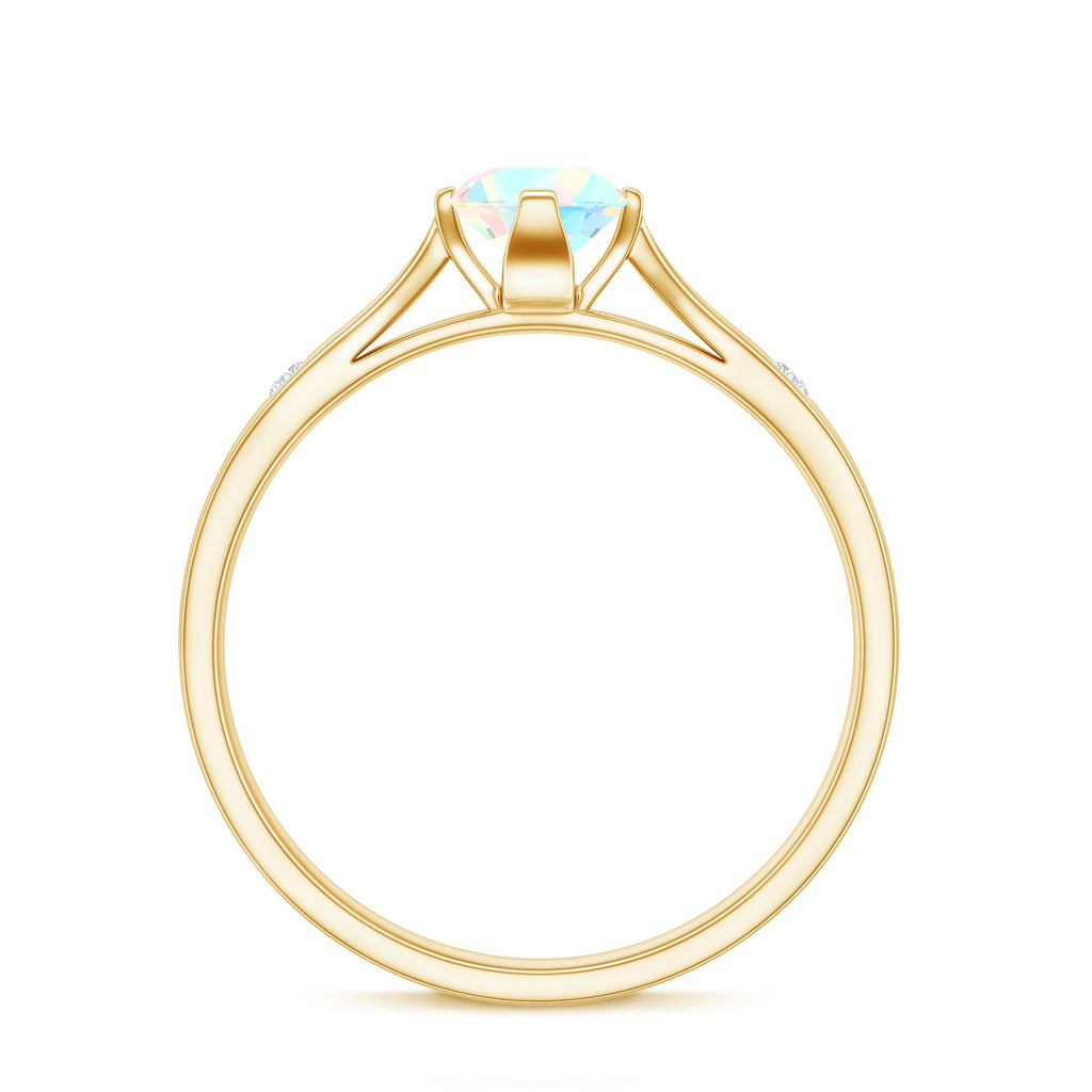 Natural Solitaire Ethiopian Opal Promise Ring with Diamond