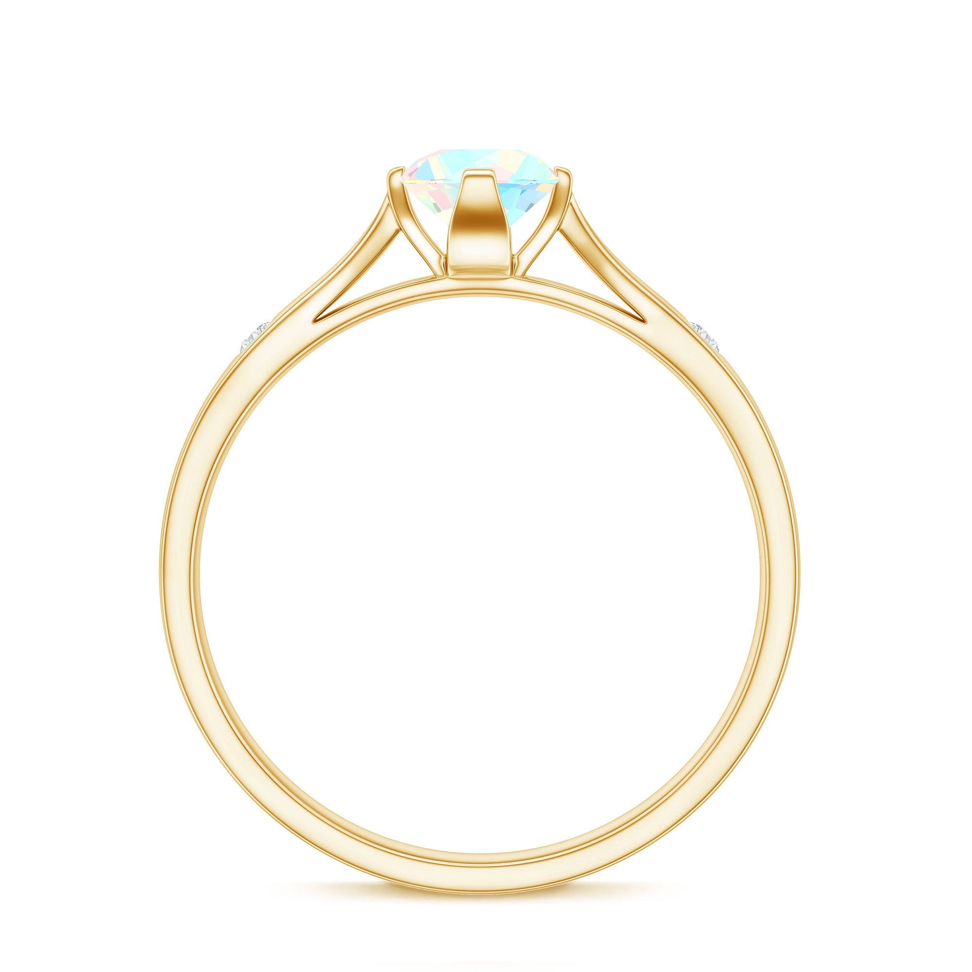 Natural Solitaire Ethiopian Opal Promise Ring with Diamond