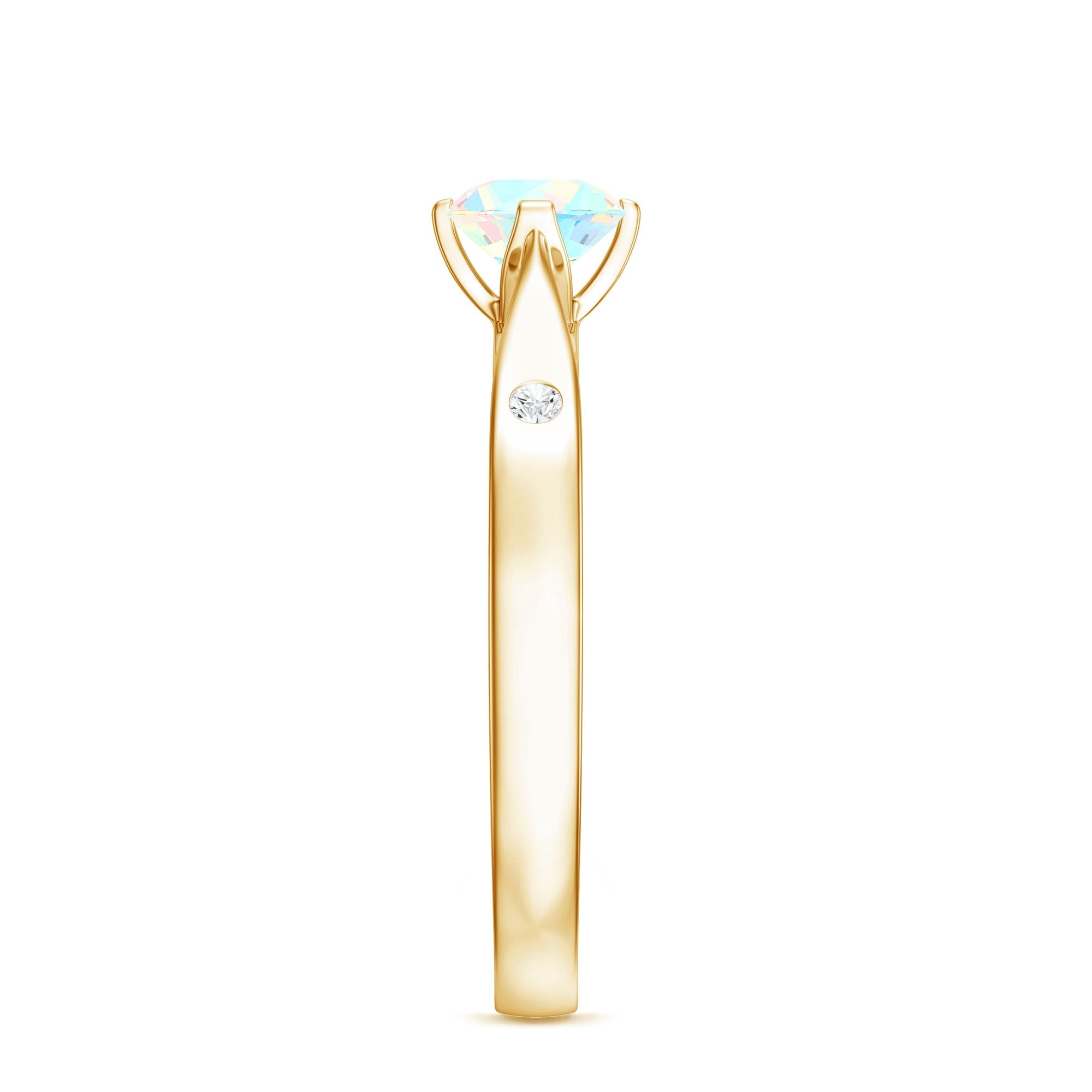 Natural Solitaire Ethiopian Opal Promise Ring with Diamond