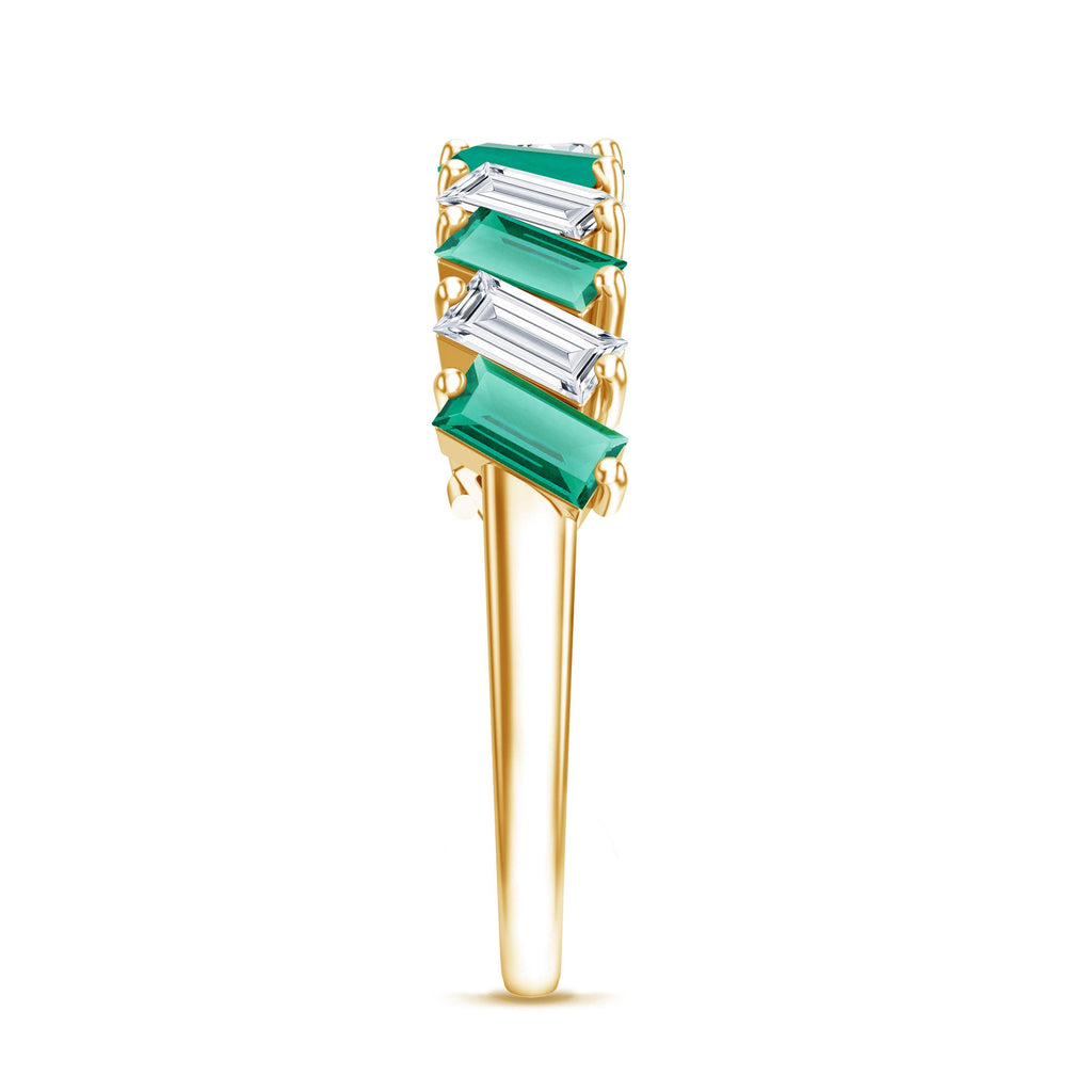 Certified Baguette Lab Grown Emerald Wedding Anniversary Band Ring