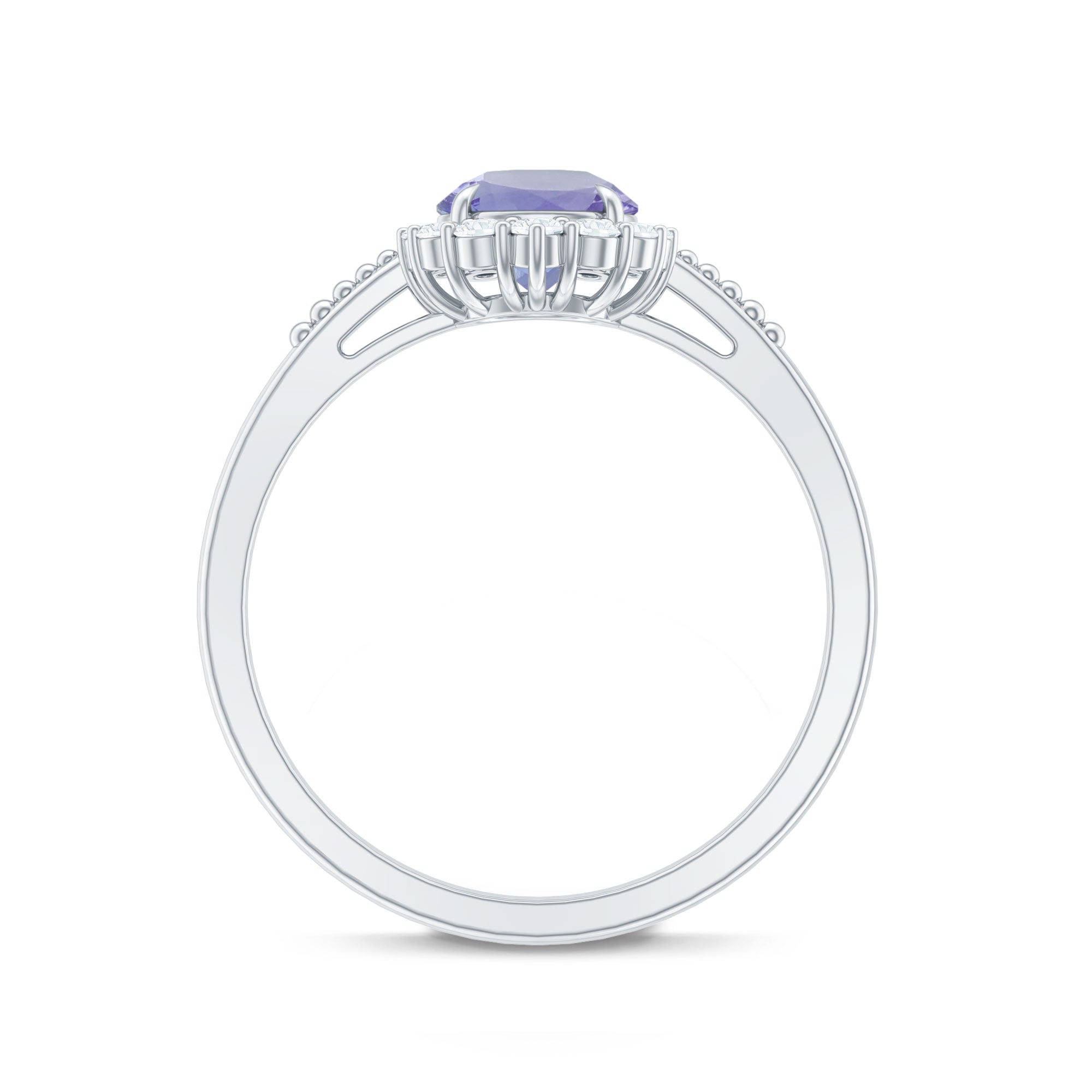 Natural Blue Tanzanite Engagement Ring with Diamond Halo