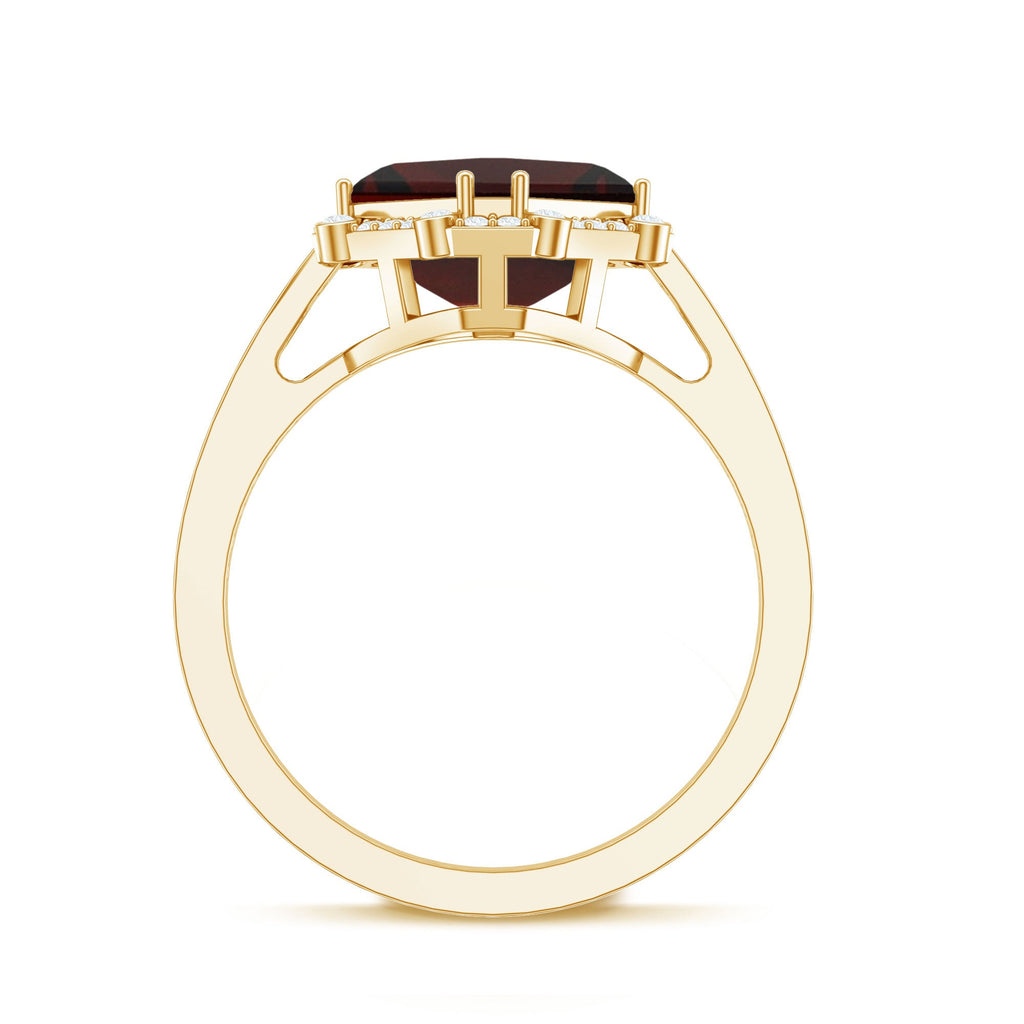 Natural 3.3 Carat Asscher Cut Garnet Engagement Ring with Diamond Halo