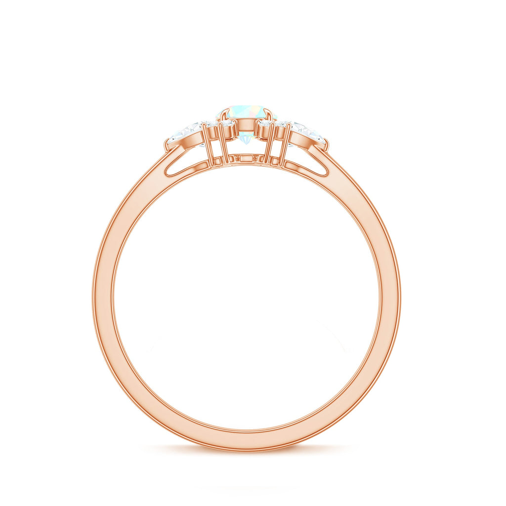 Real Ethiopian Rainbow Opal Diamond Promise Ring with Certificate