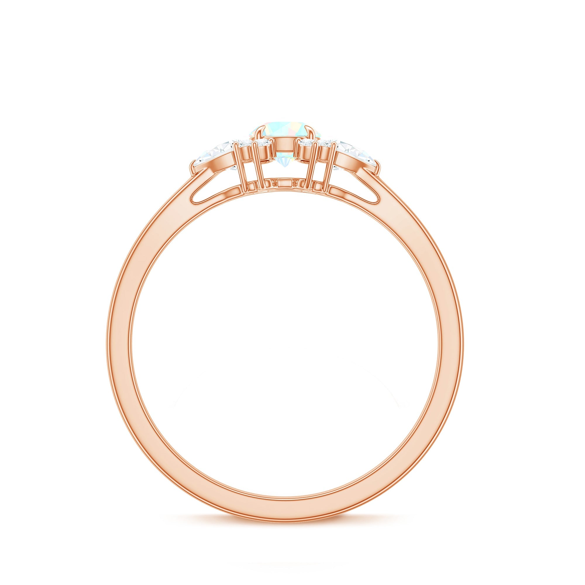 Real Ethiopian Rainbow Opal Diamond Promise Ring with Certificate