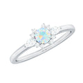 Real Ethiopian Rainbow Opal Diamond Promise Ring with Certificate