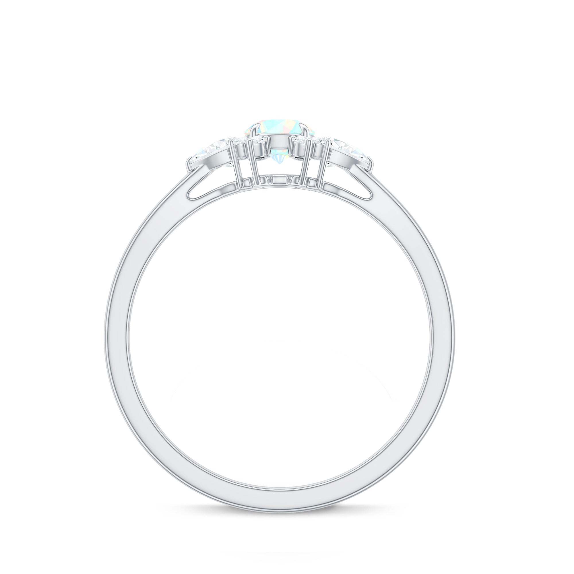 Real Ethiopian Rainbow Opal Diamond Promise Ring with Certificate