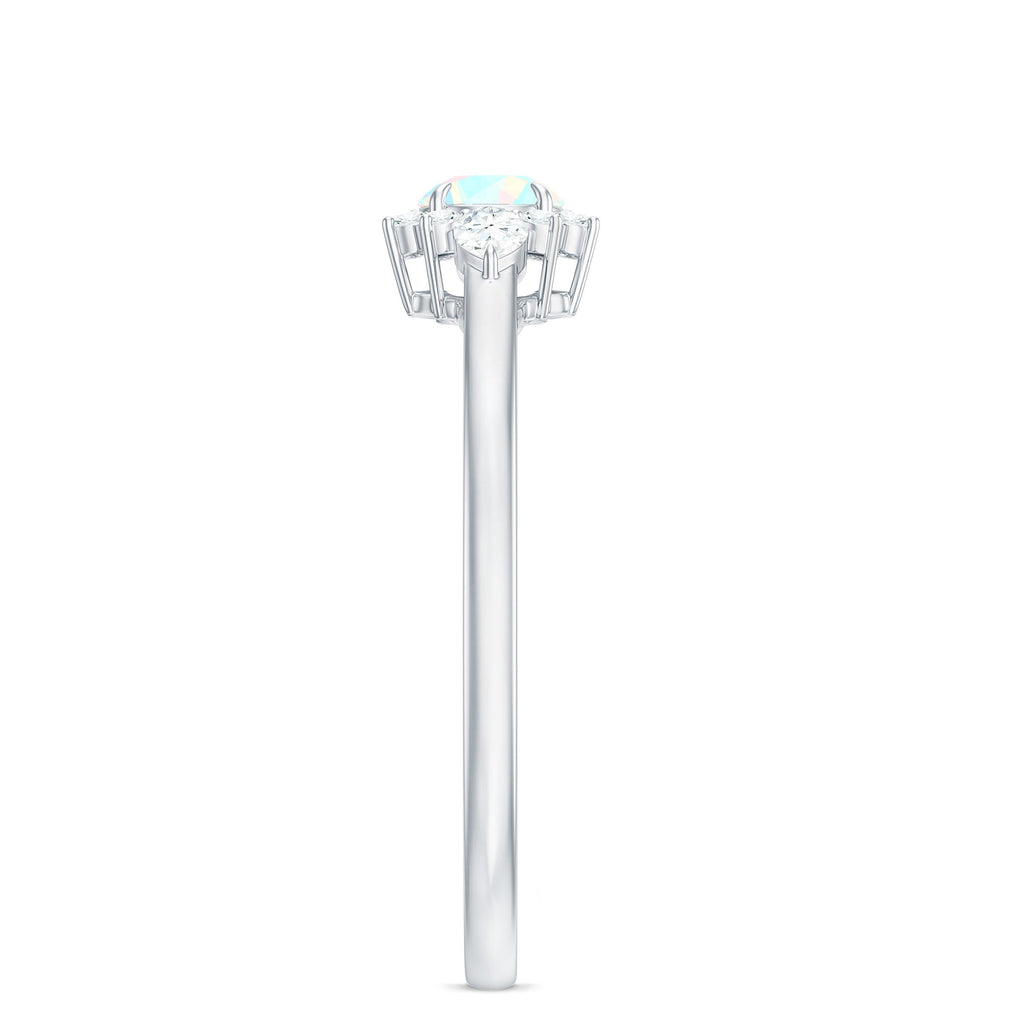 Real Ethiopian Rainbow Opal Diamond Promise Ring with Certificate