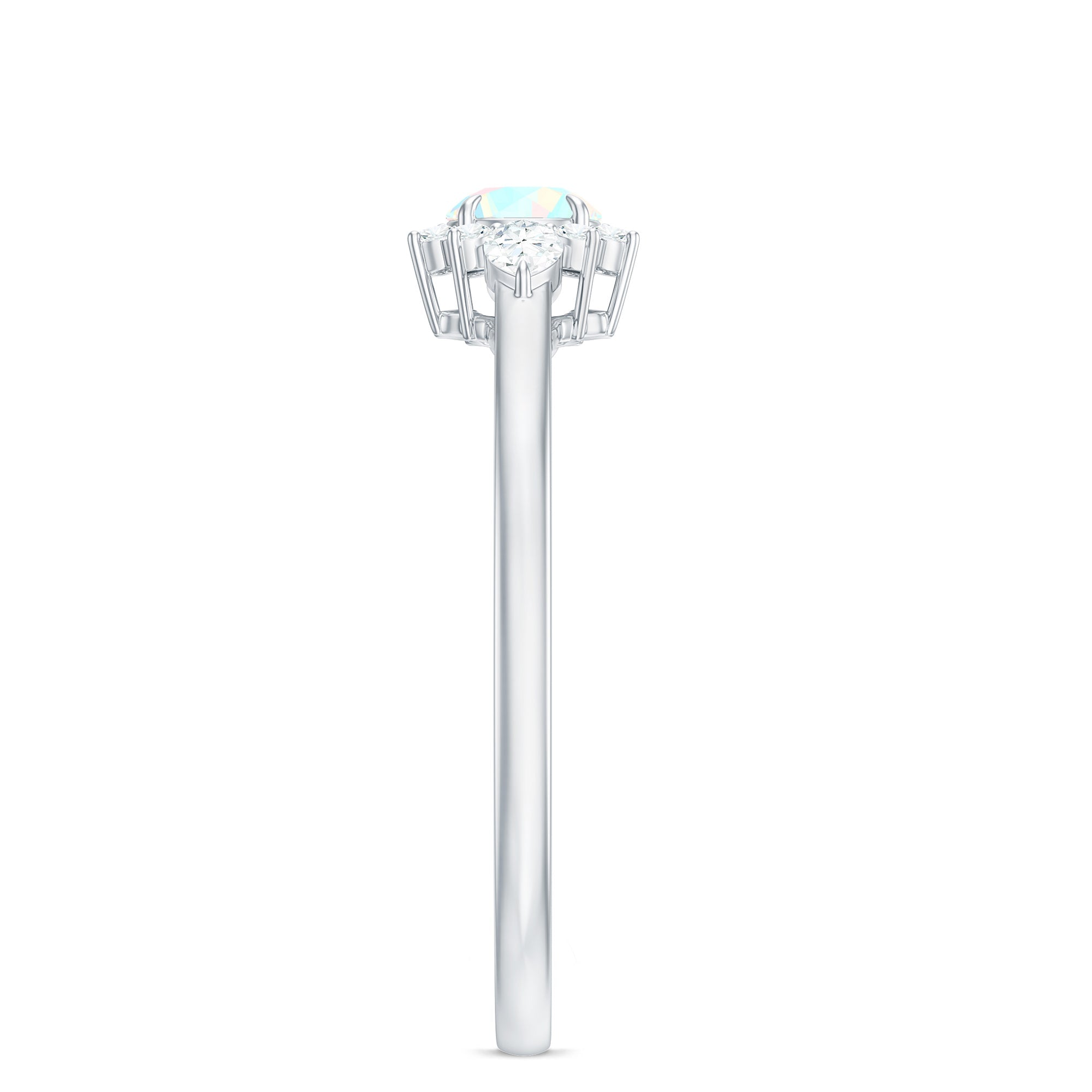 Real Ethiopian Rainbow Opal Diamond Promise Ring with Certificate