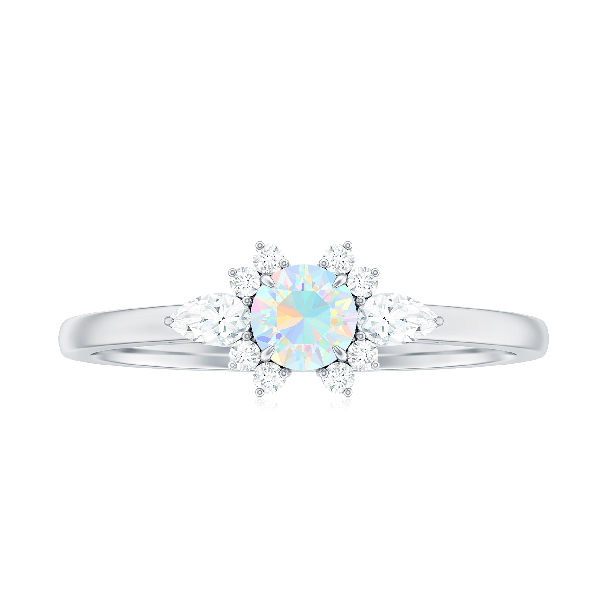 Real Ethiopian Rainbow Opal Diamond Promise Ring with Certificate