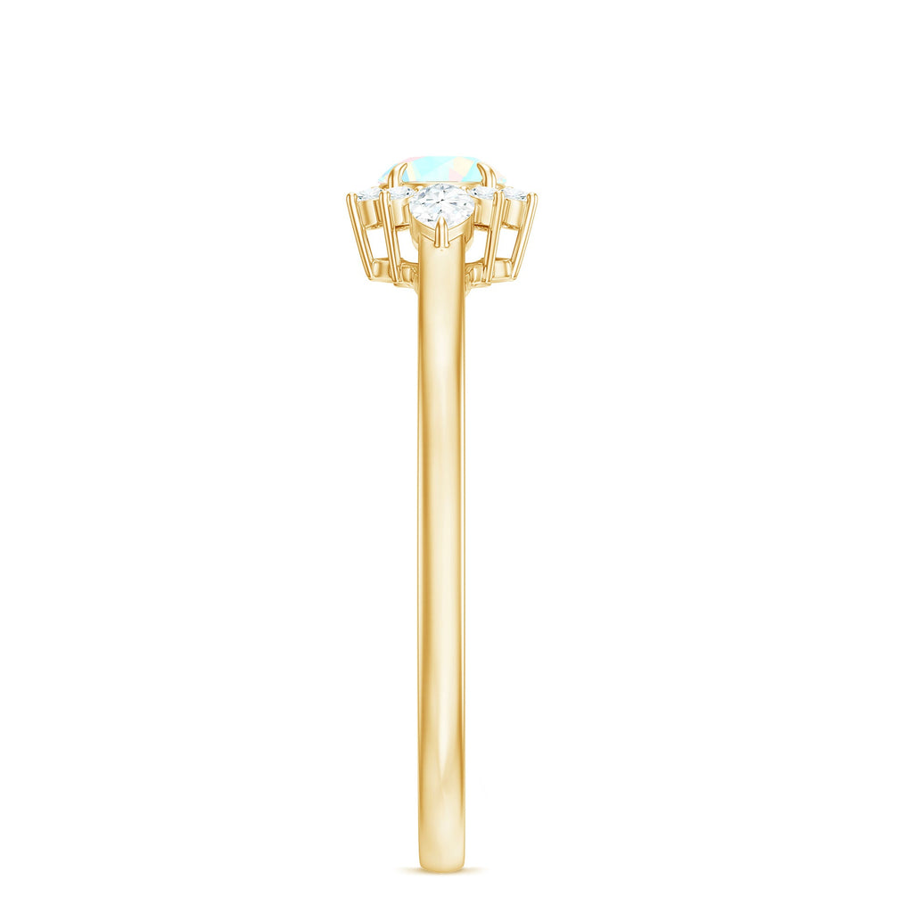 Real Ethiopian Rainbow Opal Diamond Promise Ring with Certificate