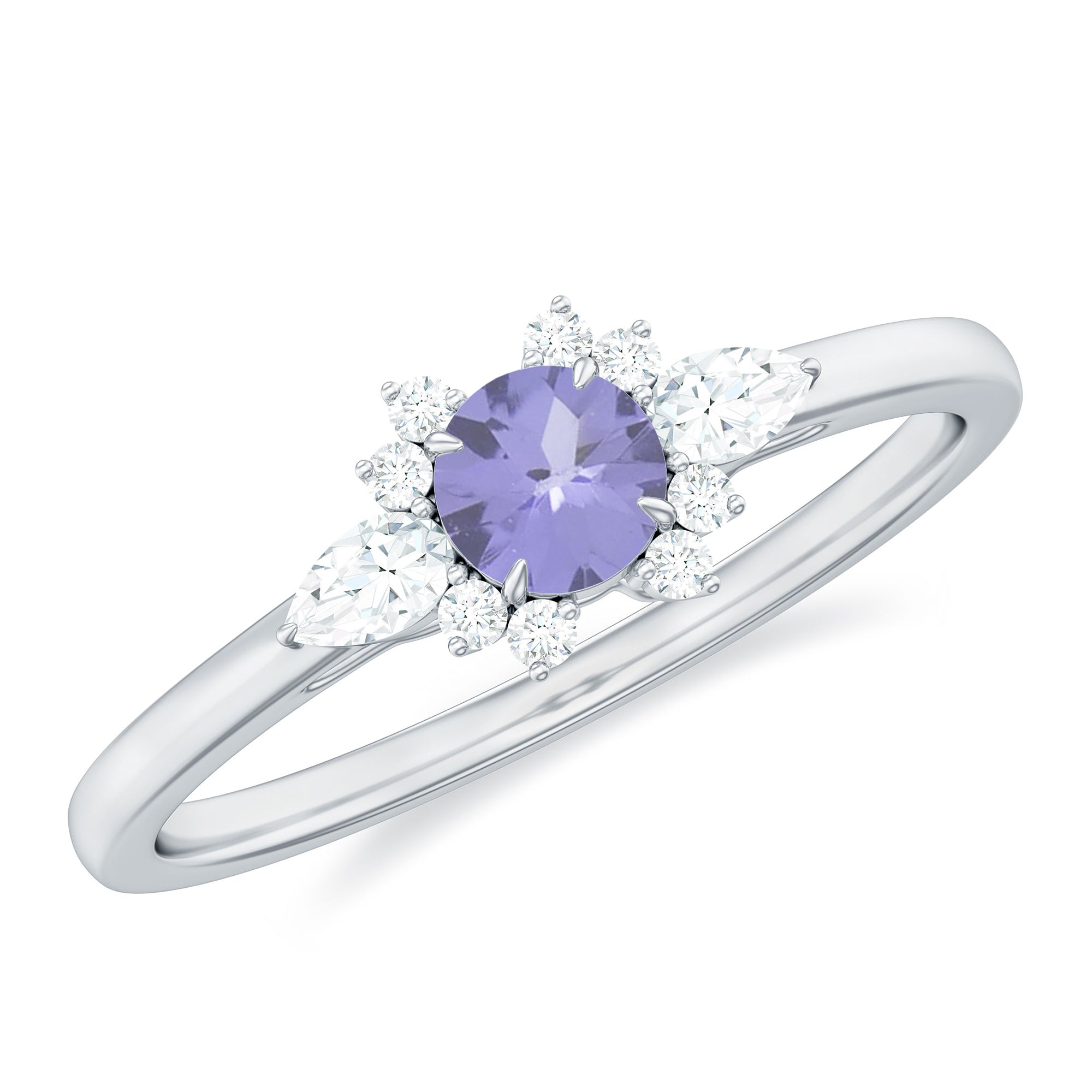 Real Tanzanite Promise Ring with Diamond