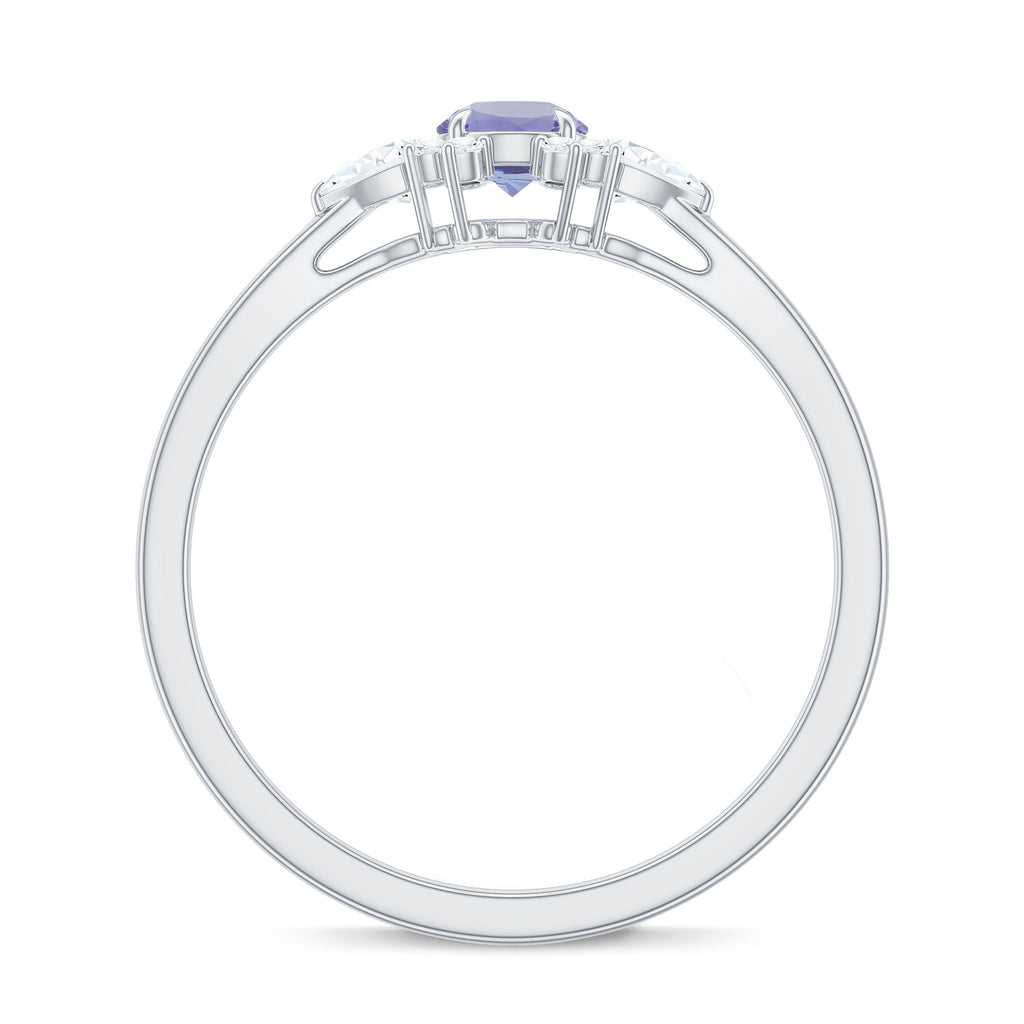Real Tanzanite Promise Ring with Diamond