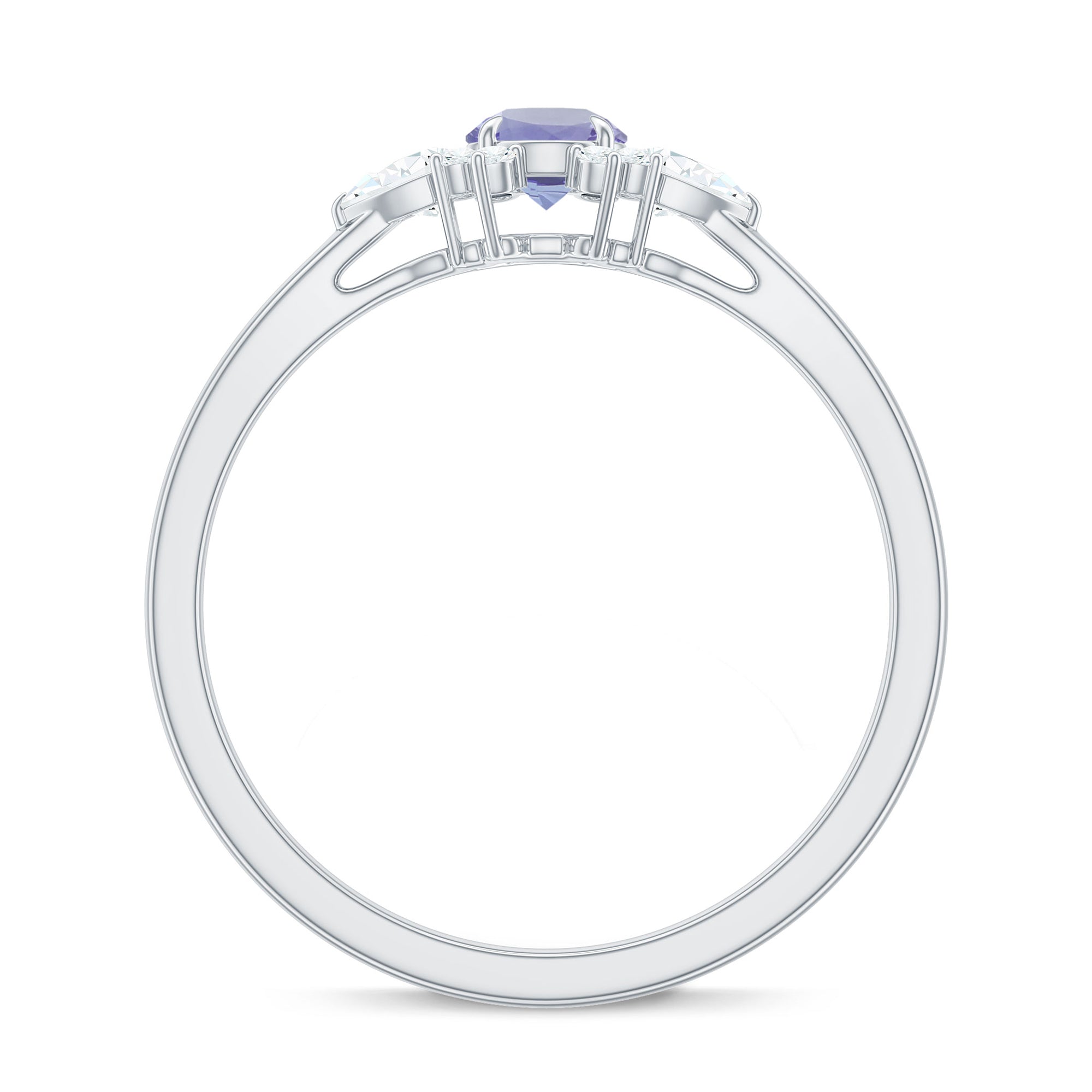 Real Tanzanite Promise Ring with Diamond