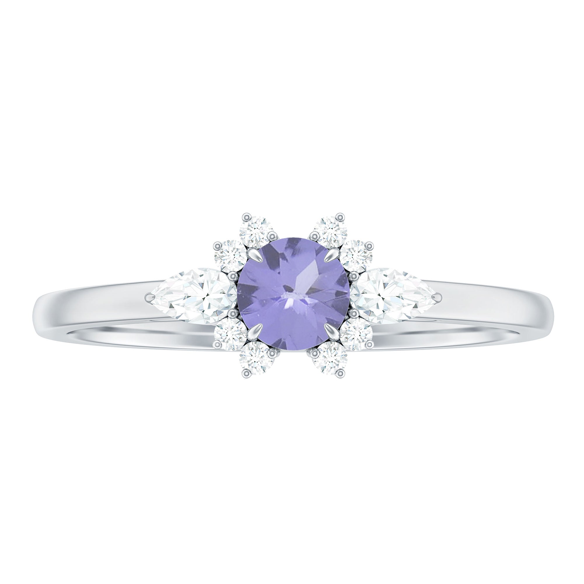 Real Tanzanite Promise Ring with Diamond