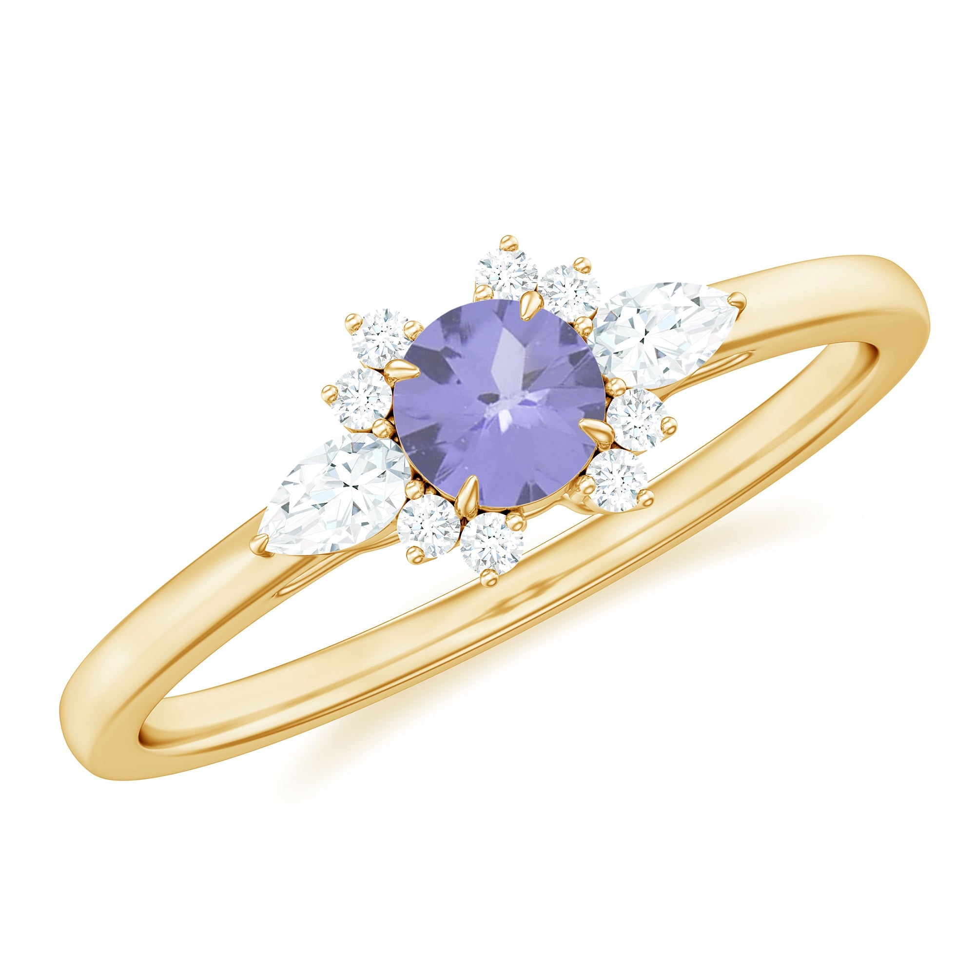 Real Tanzanite Promise Ring with Diamond