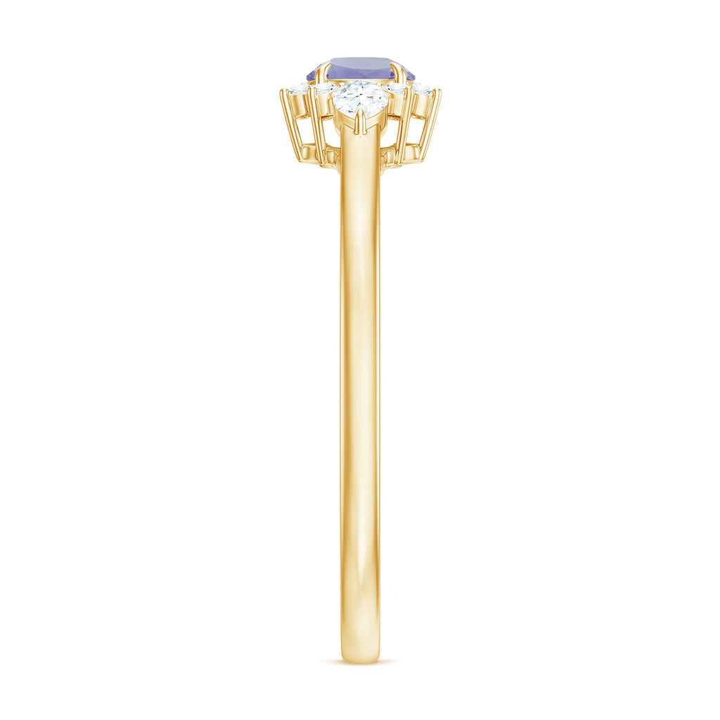Real Tanzanite Promise Ring with Diamond