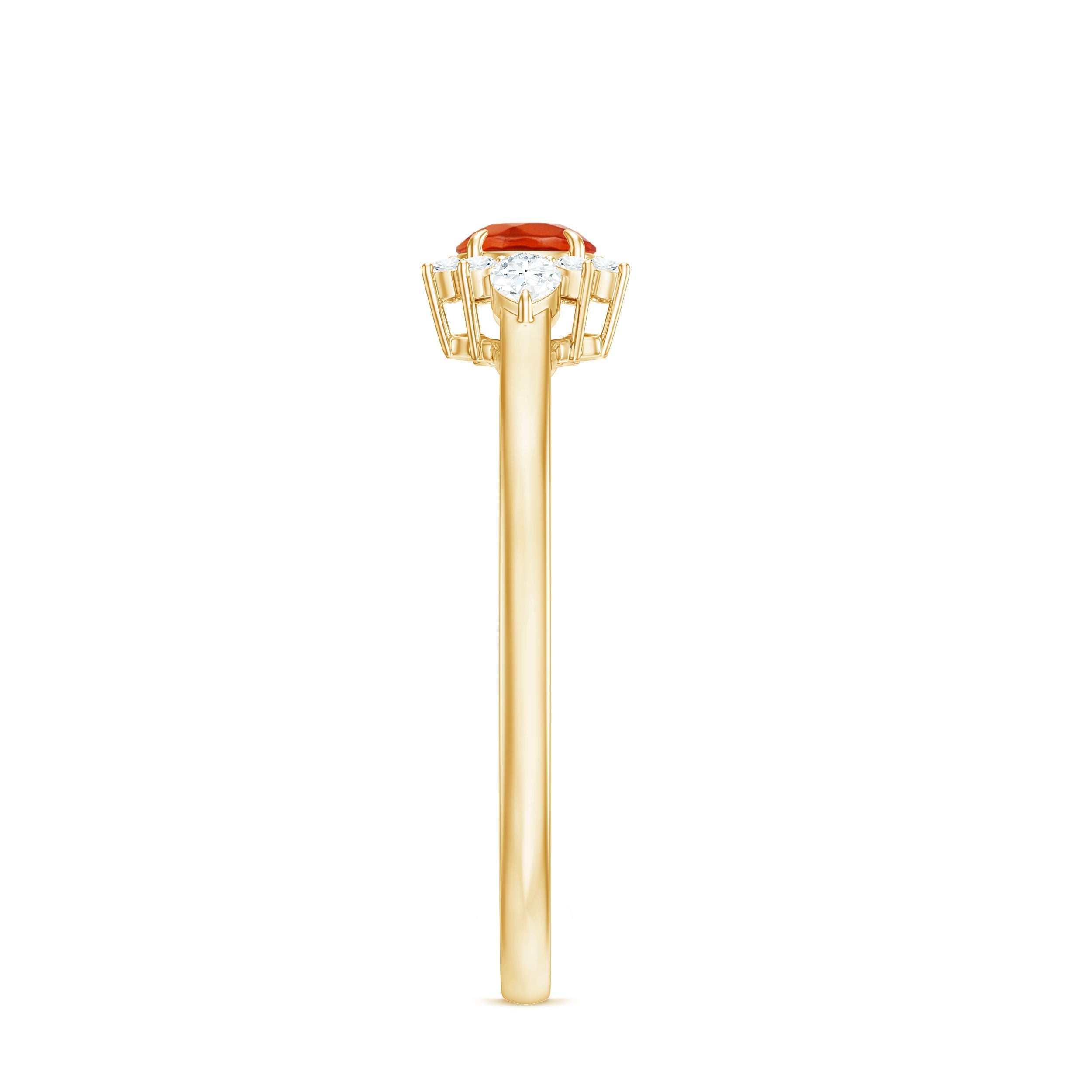 Claw Set Round Fire Opal and Diamond Promise Ring