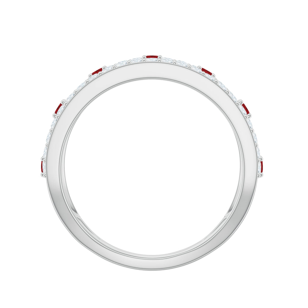 Lab Created Ruby and Diamond Designer Anniversary Band