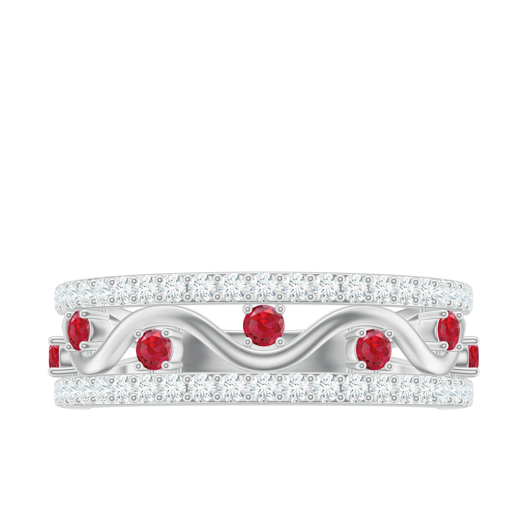 Lab Created Ruby and Diamond Designer Anniversary Band