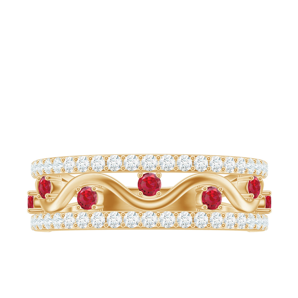 Lab Created Ruby and Diamond Designer Anniversary Band