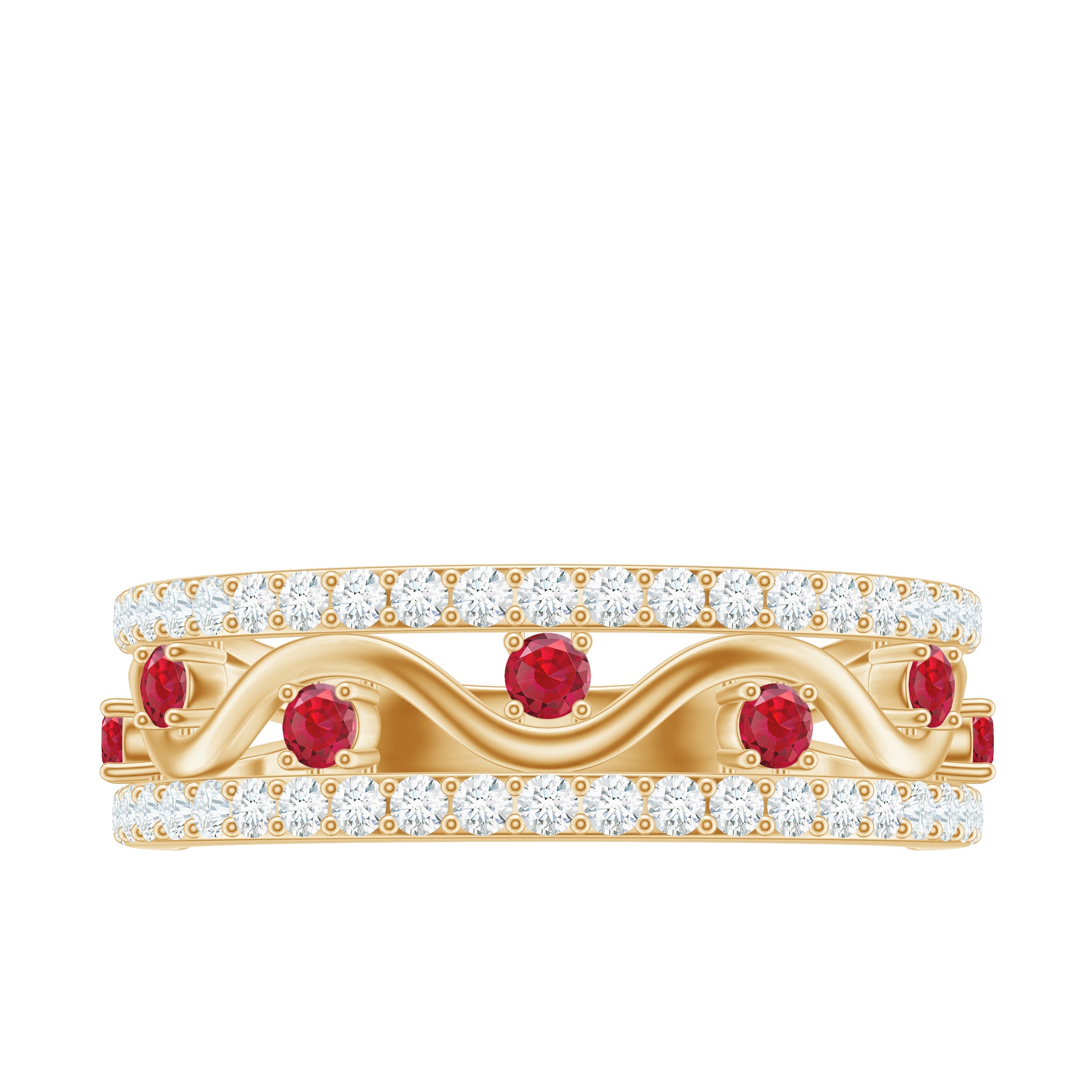 Lab Created Ruby and Diamond Designer Anniversary Band