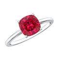 Solitaire 2 Carat Cushion Cut Lab Grown Ruby Engagement Ring