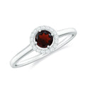 Natural Garnet Promise Ring with Diamond Halo