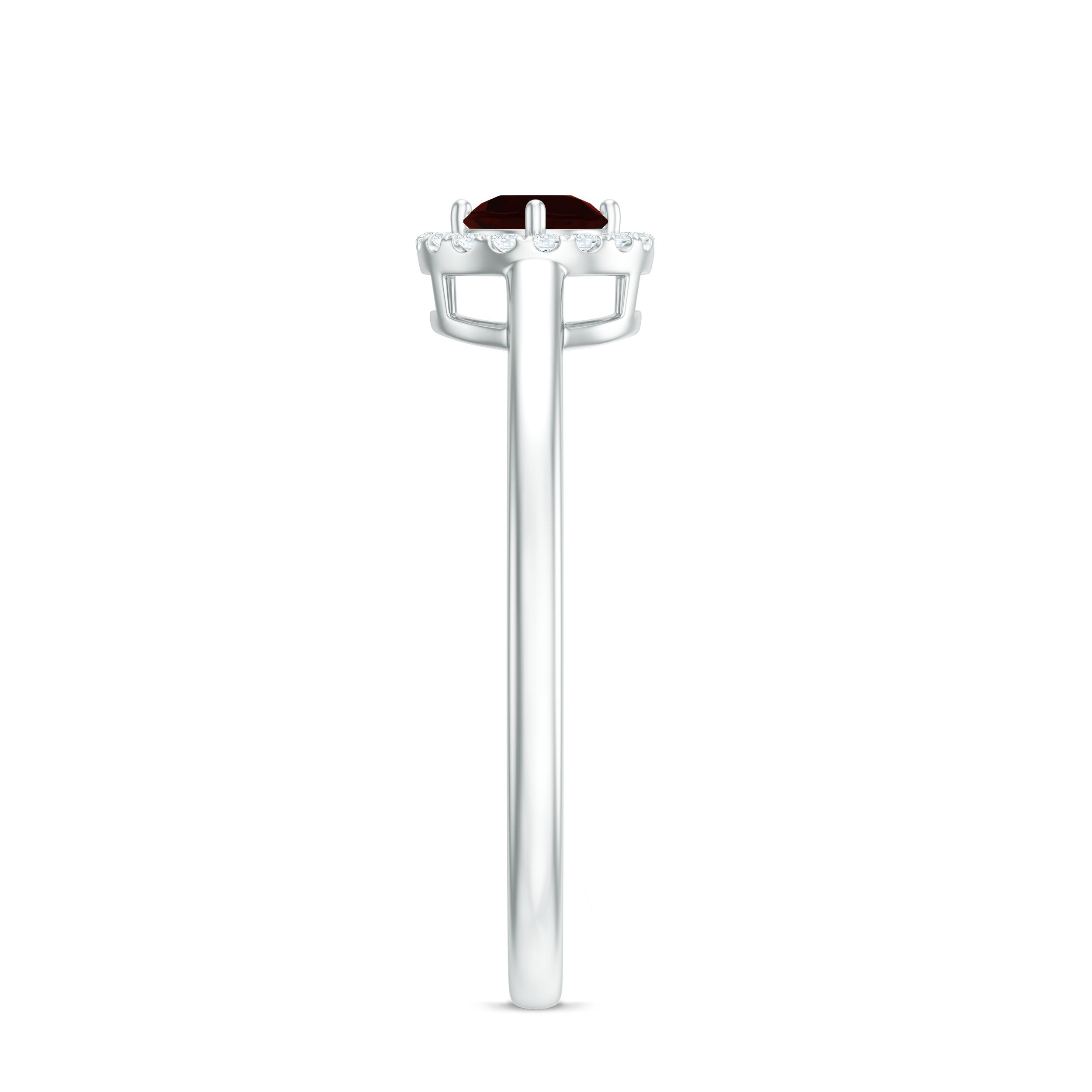 Natural Garnet Promise Ring with Diamond Halo
