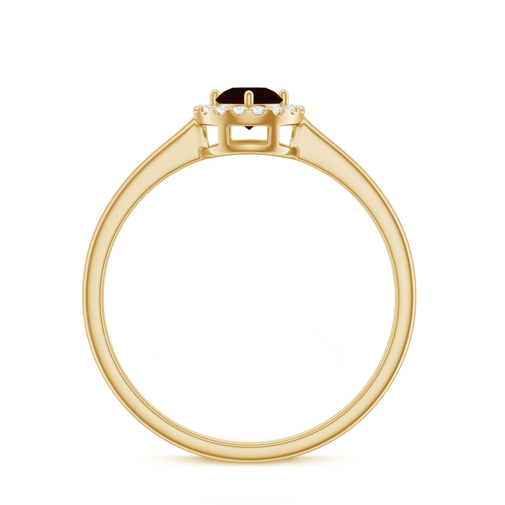 Natural Garnet Promise Ring with Diamond Halo