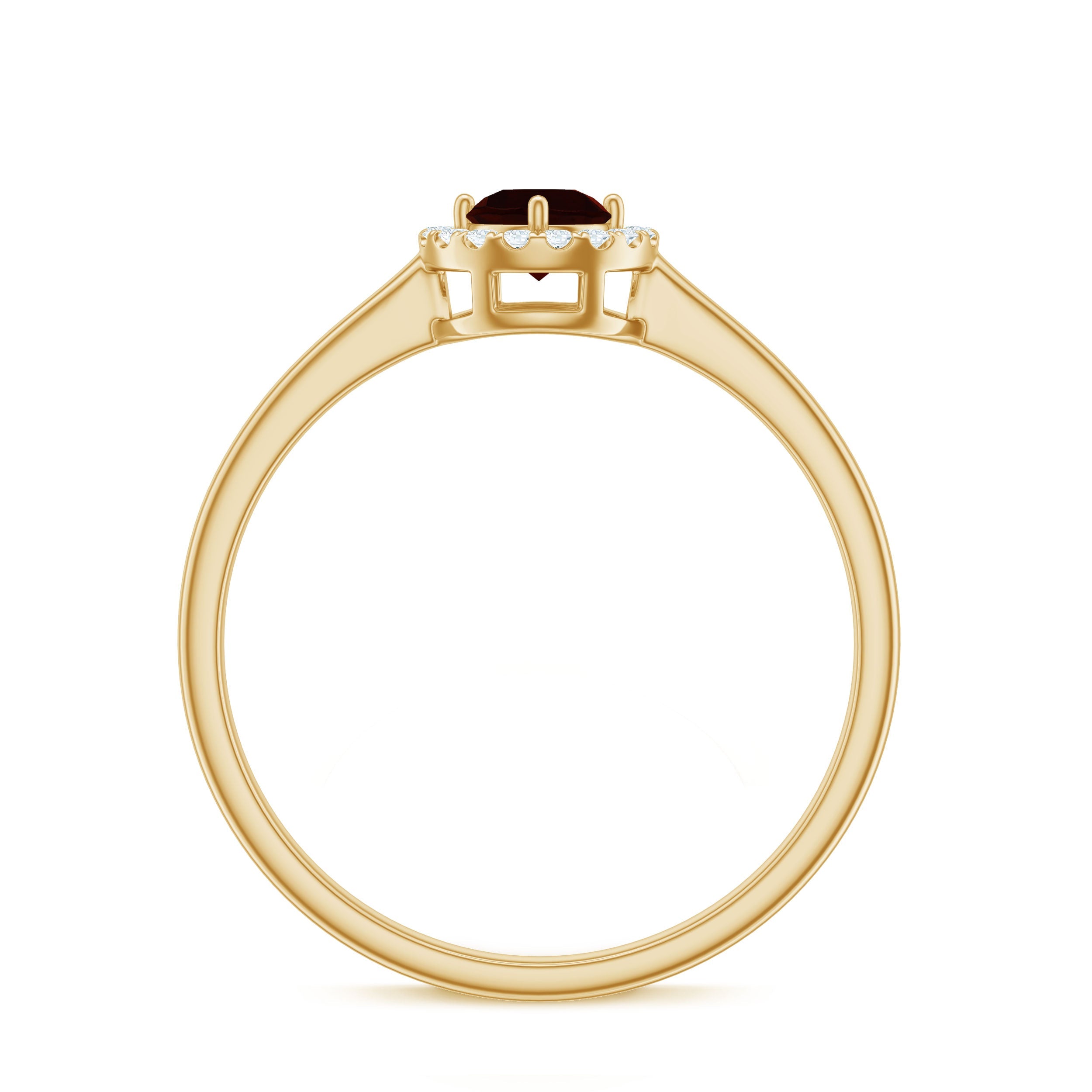 Natural Garnet Promise Ring with Diamond Halo