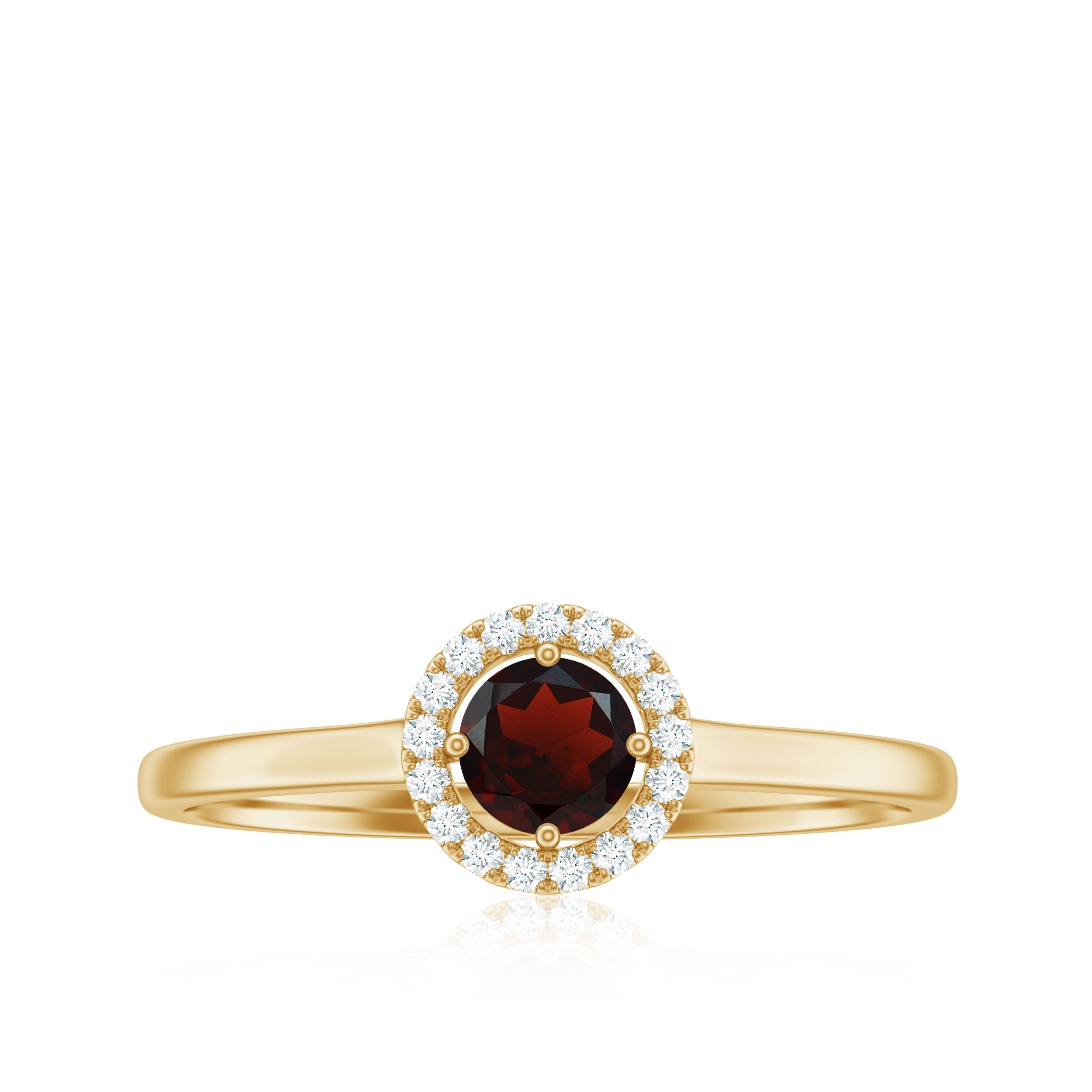 Natural Garnet Promise Ring with Diamond Halo