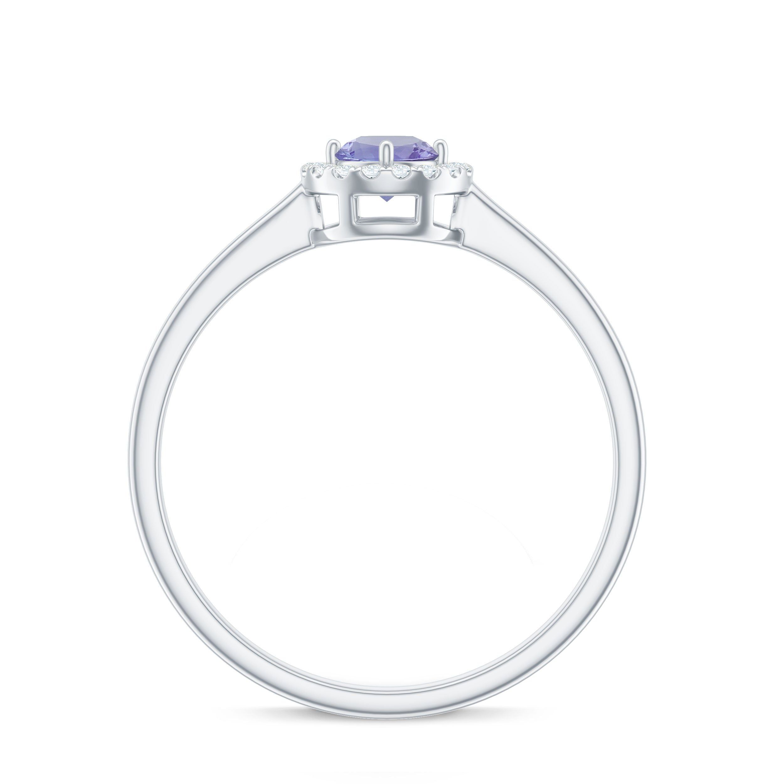 Genuine Tanzanite Promise Ring with Diamond Halo