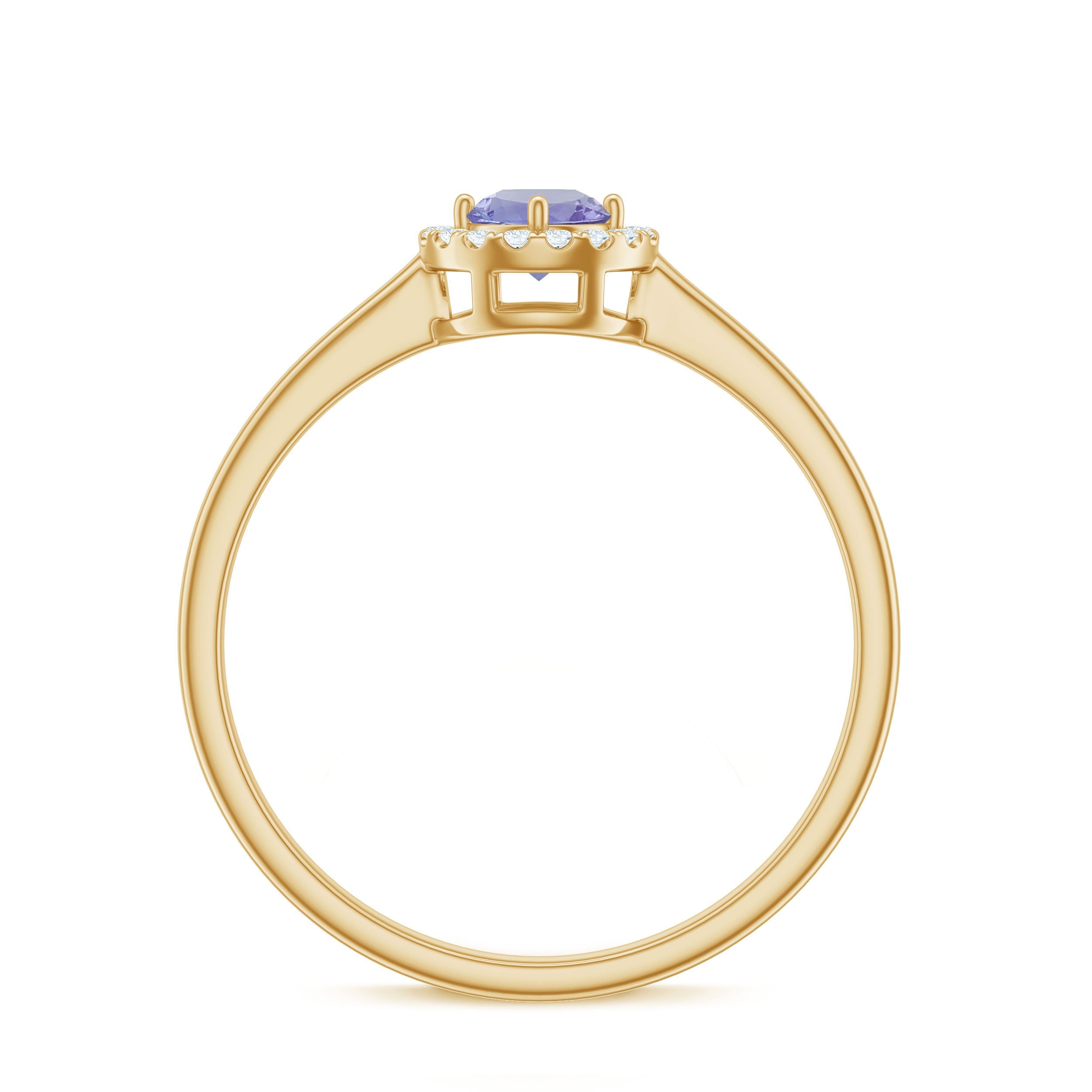 Genuine Tanzanite Promise Ring with Diamond Halo
