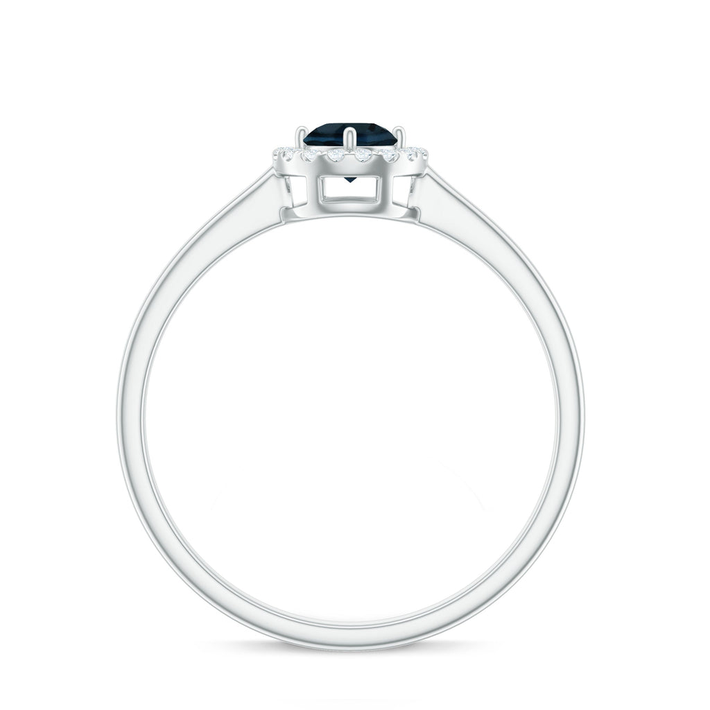 0.6 Carat London Blue Topaz Promise Ring with Diamond Halo