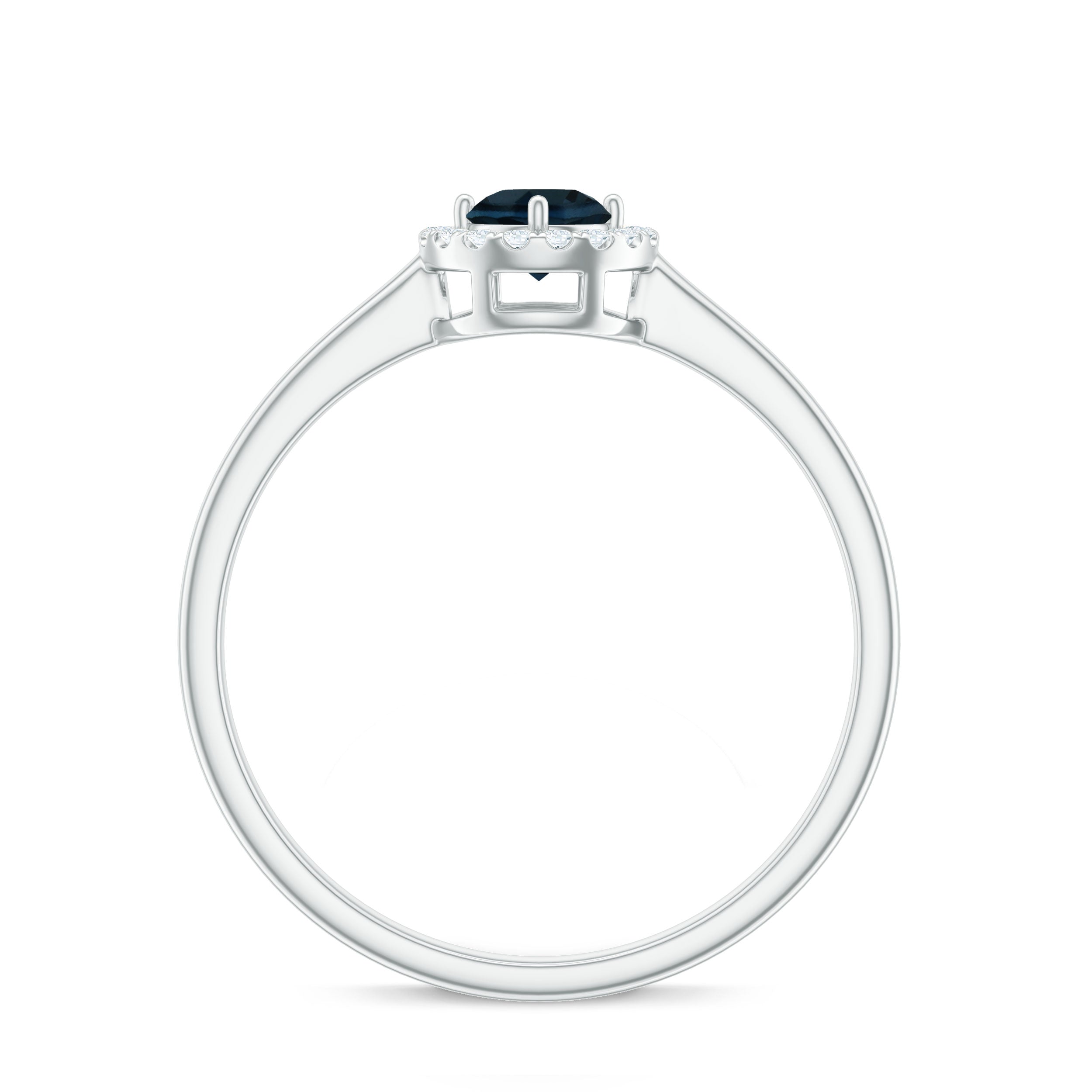 0.6 Carat London Blue Topaz Promise Ring with Diamond Halo
