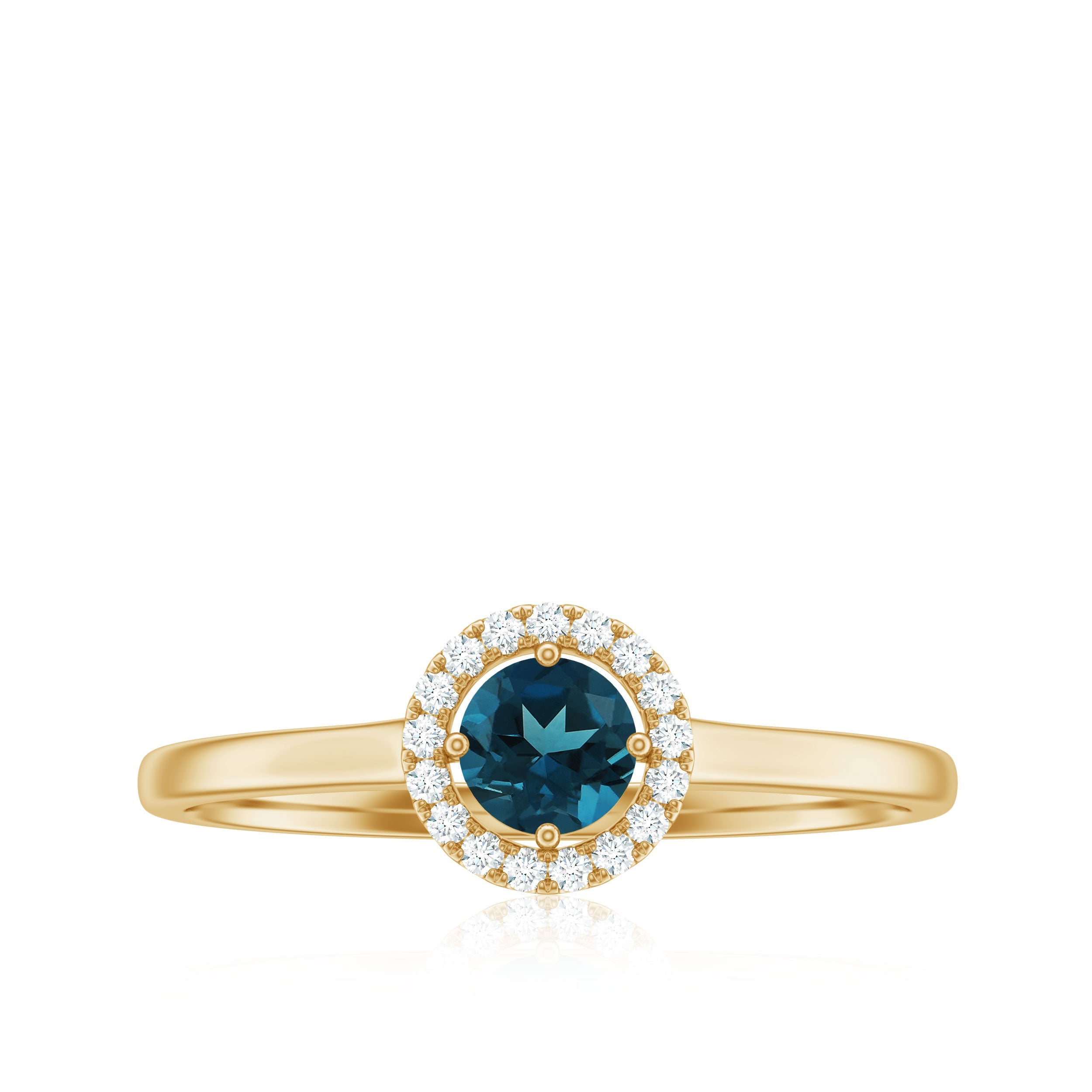 0.6 Carat London Blue Topaz Promise Ring with Diamond Halo
