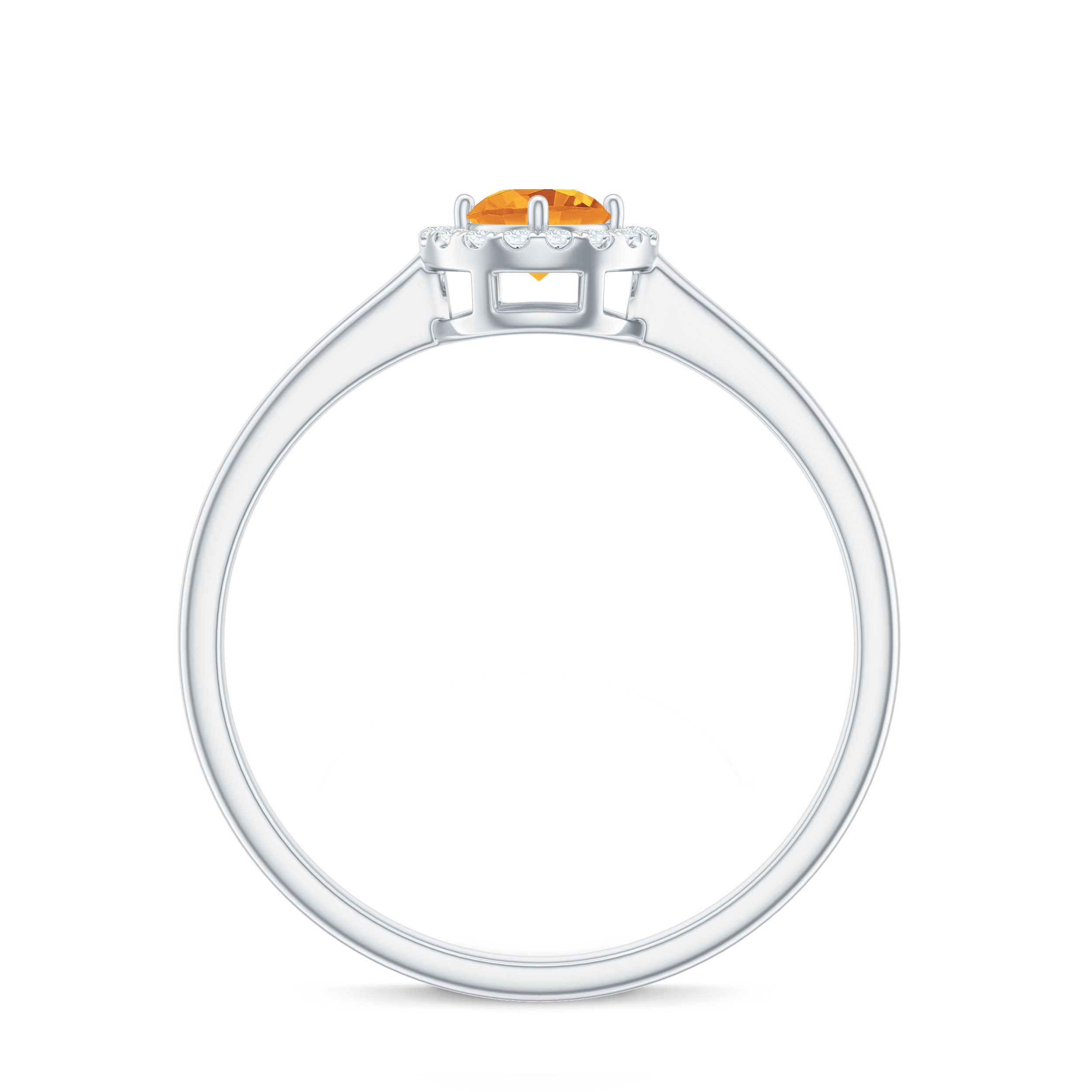Certified Natural Citrine Promise Ring with Diamond Halo