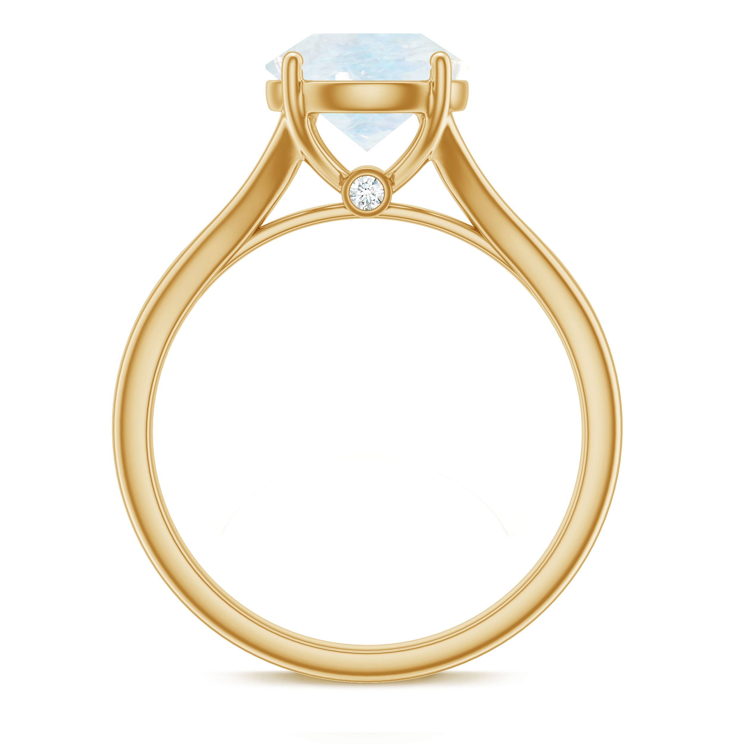 0.8 Carat Natural Moonstone Solitaire Ring with Surprise Diamond