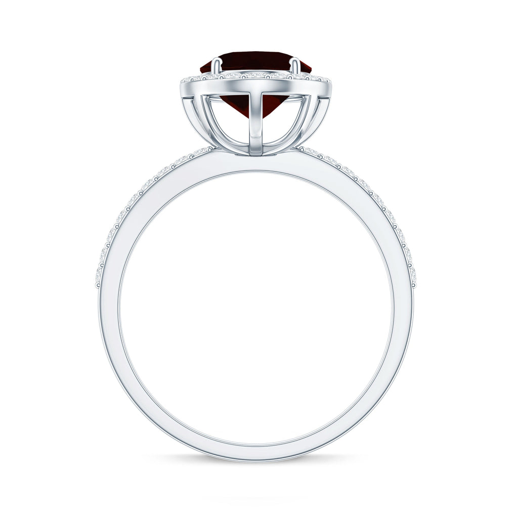 Certified Real 3.6 Carat Garnet Oval Engagement Ring with Diamond Halo