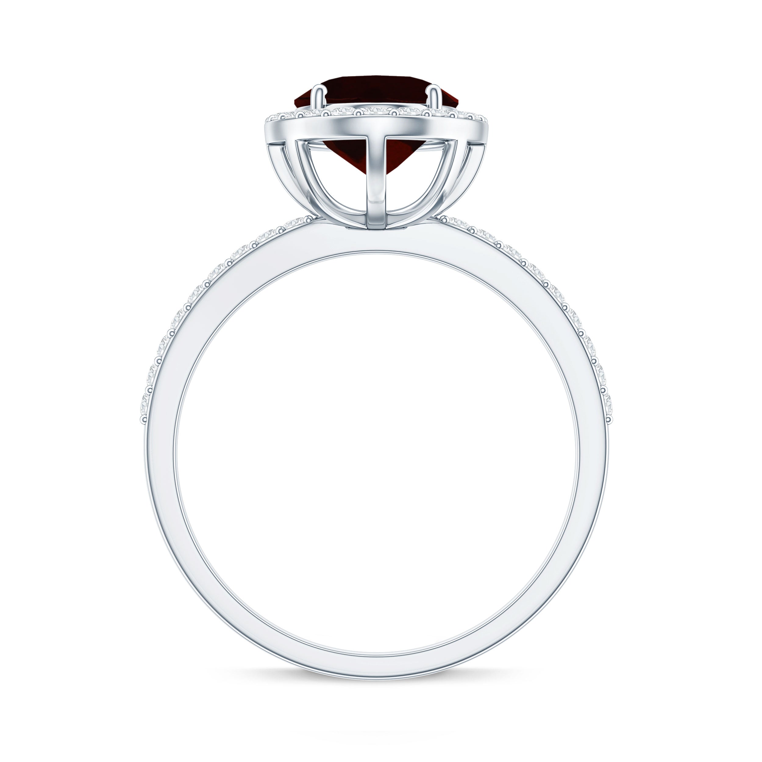 Certified Real 3.6 Carat Garnet Oval Engagement Ring with Diamond Halo