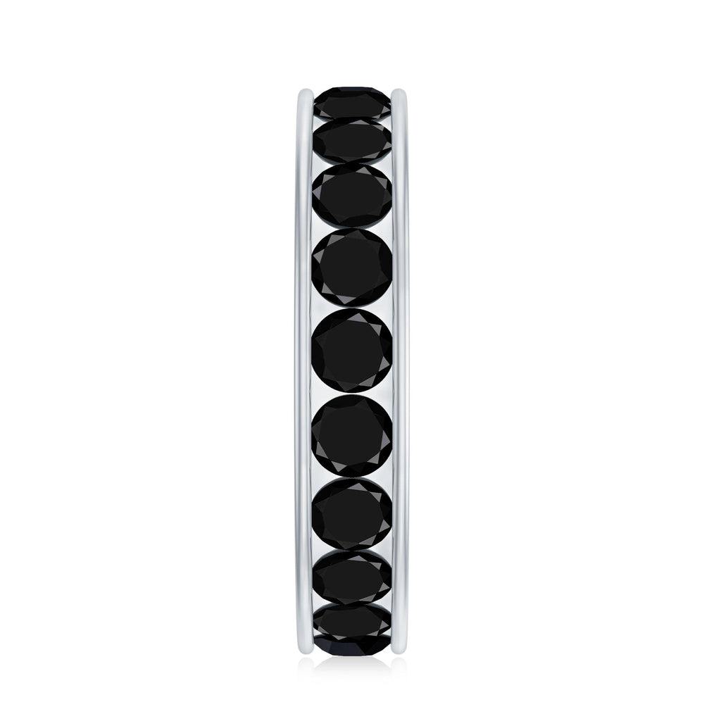Round Cut Black Onyx Eternity Band in Channel Setting