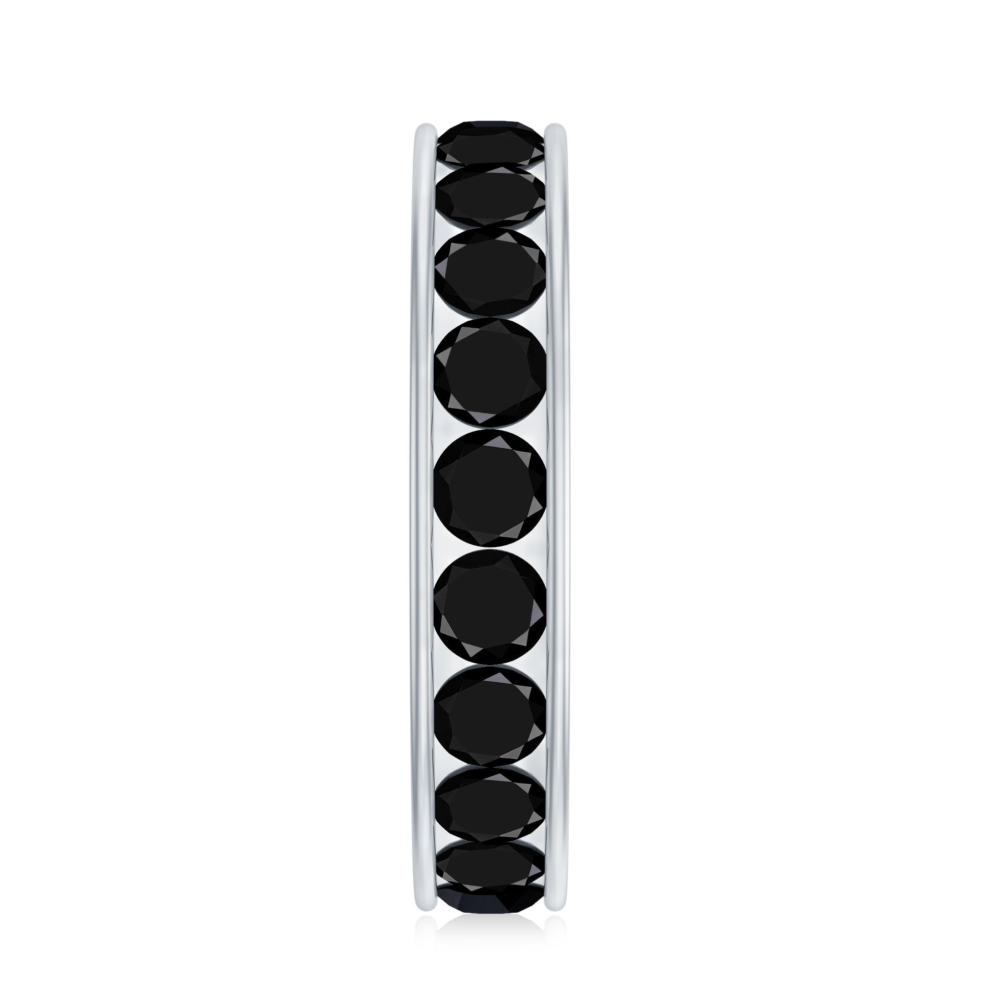 Round Cut Black Onyx Eternity Band in Channel Setting
