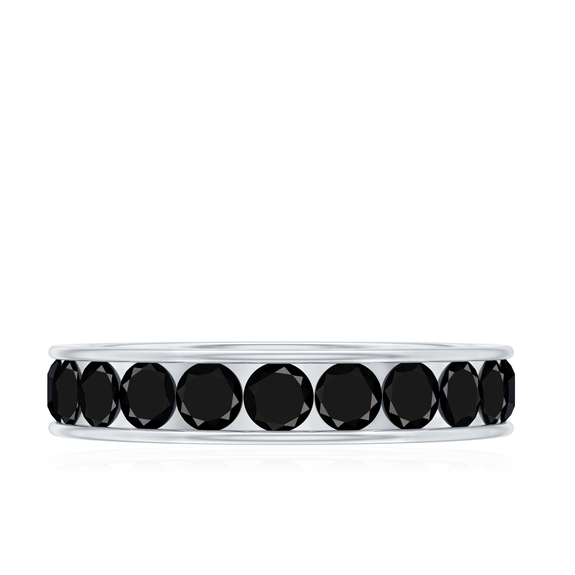 Round Cut Black Onyx Eternity Band in Channel Setting