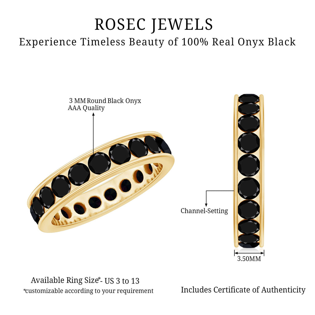 Round Cut Black Onyx Eternity Band in Channel Setting