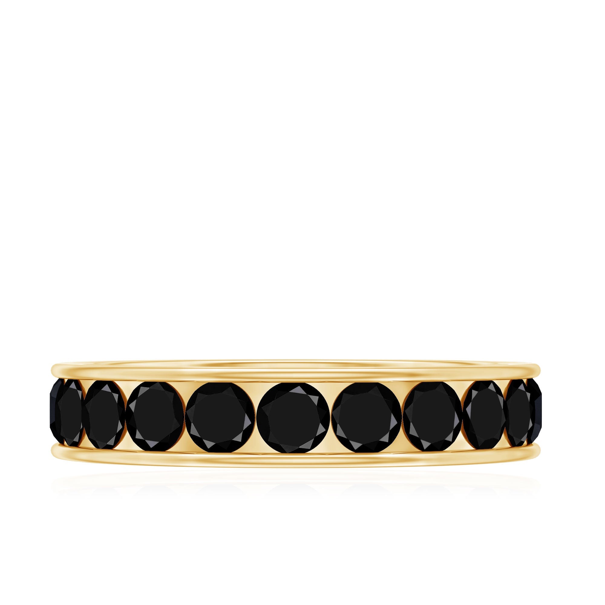 Round Cut Black Onyx Eternity Band in Channel Setting