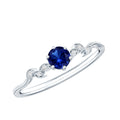 Certified 0.6 Carat Lab Grown Blue Sapphire Flower Promise Ring with Diamond