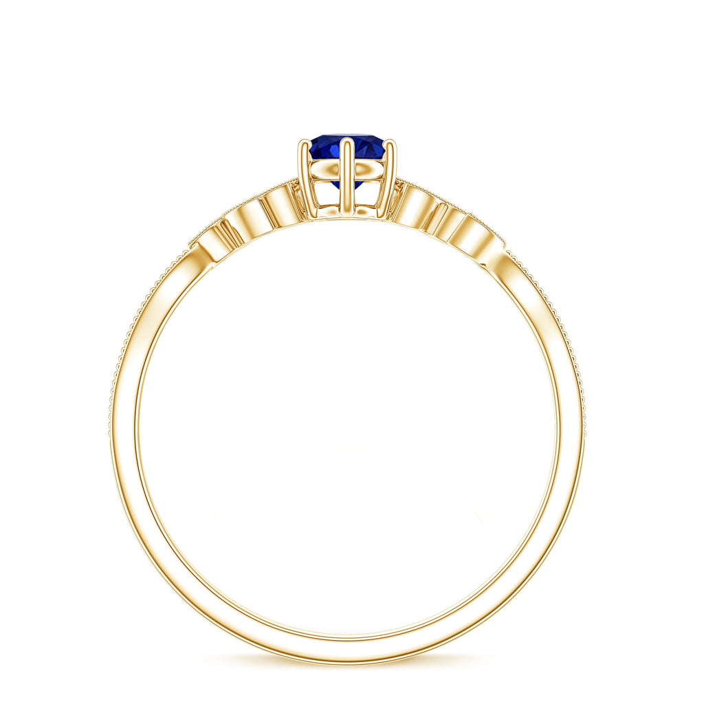 Certified 0.6 Carat Lab Grown Blue Sapphire Flower Promise Ring with Diamond