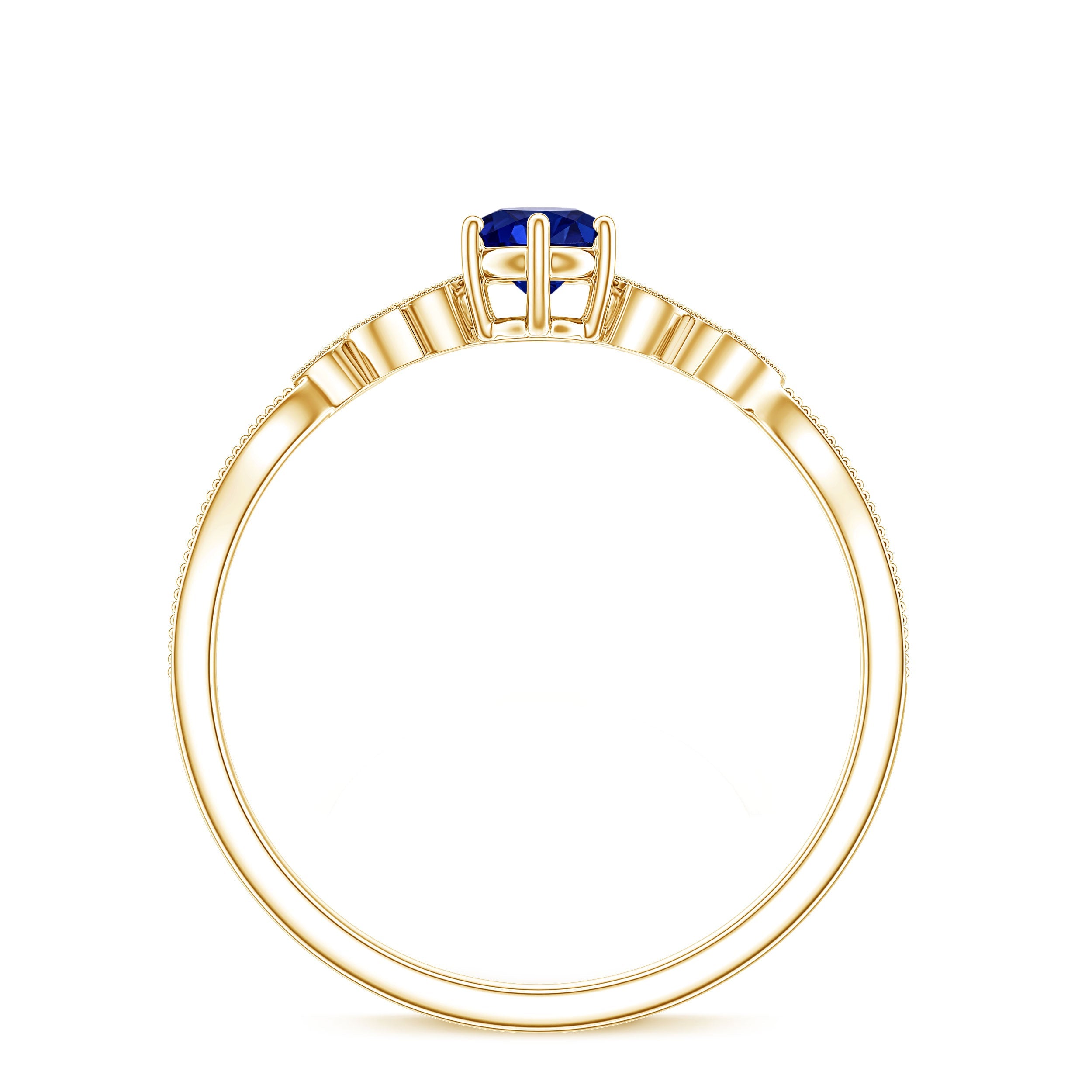 Certified 0.6 Carat Lab Grown Blue Sapphire Flower Promise Ring with Diamond